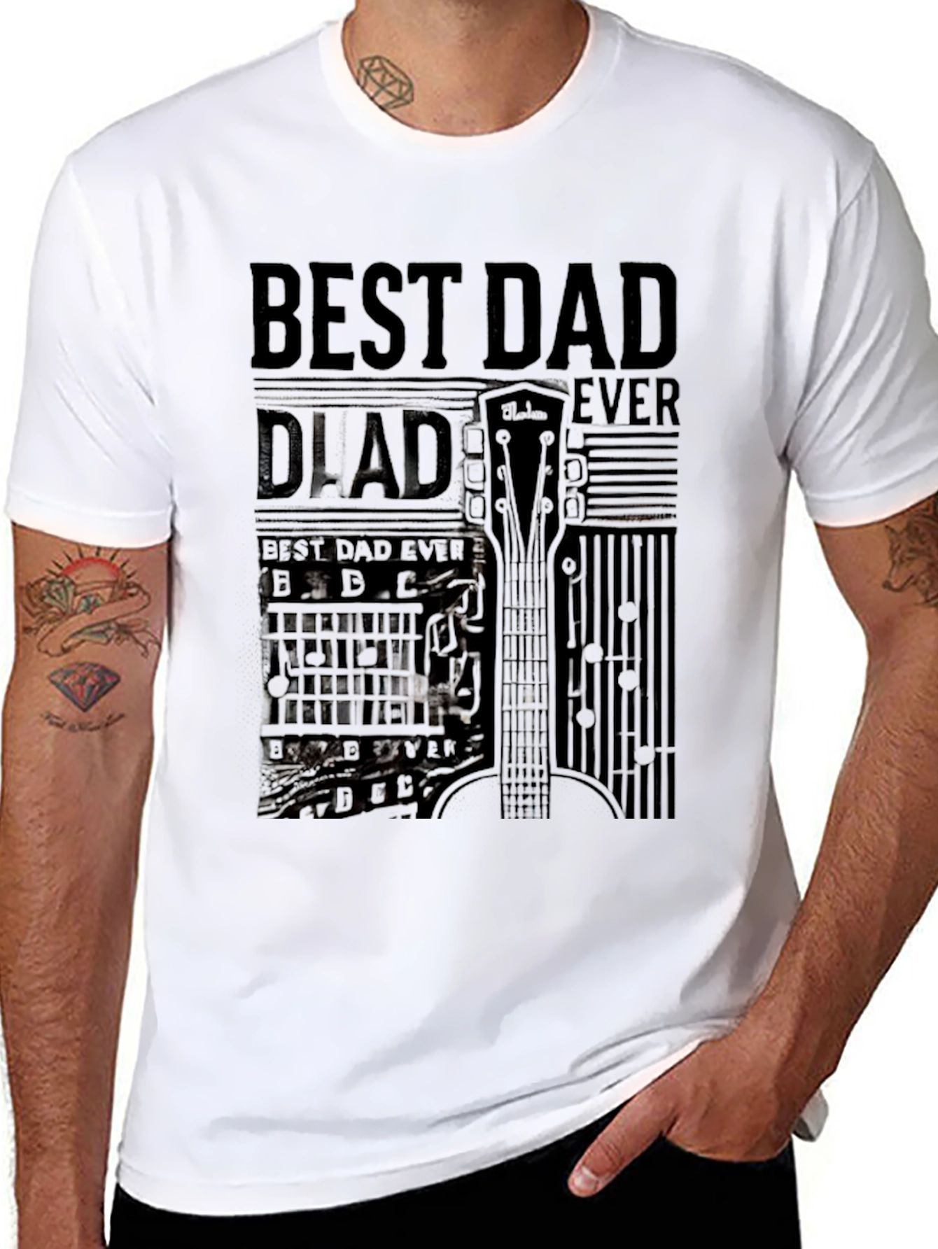 Best Dad Ever Graphic Tee - Guitar Loving Fathers!