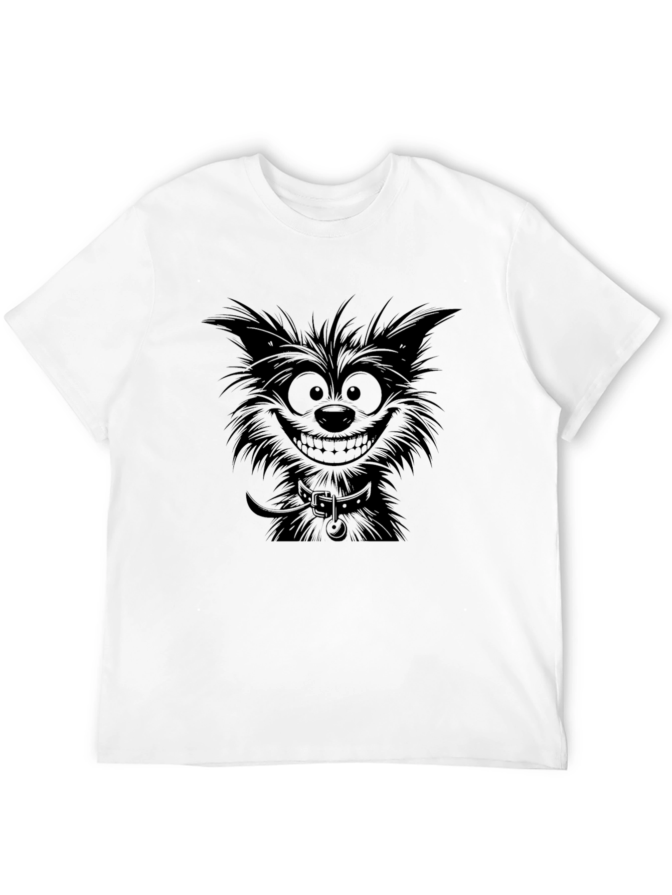 Mens Black Cartoon Dog Graphic T-Shirt