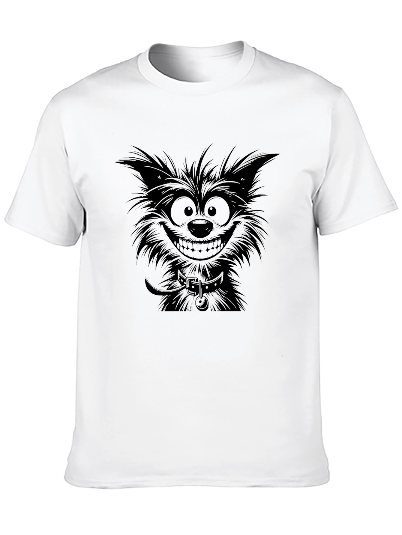 Mens Black Cartoon Dog Graphic T-Shirt