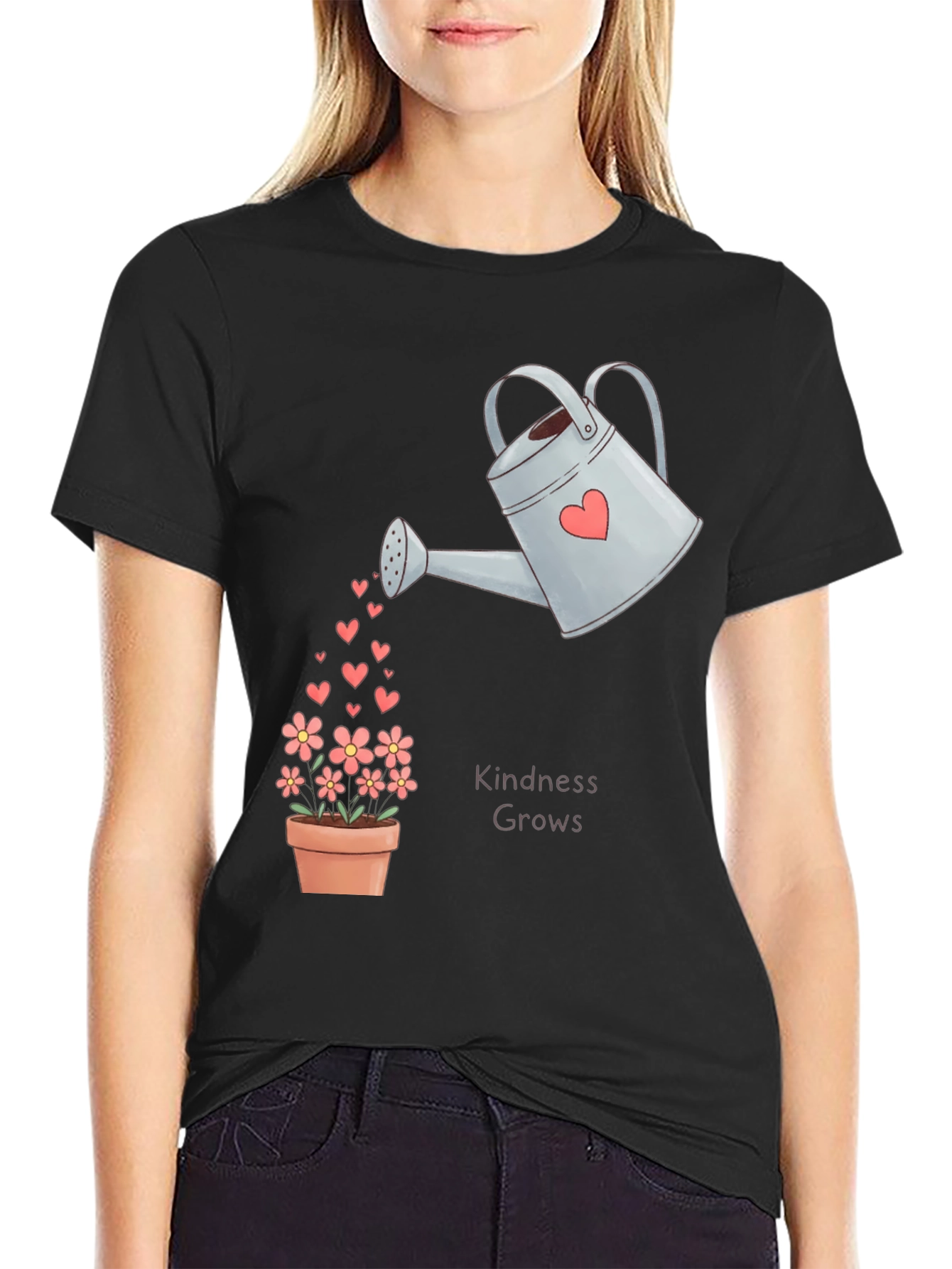 Kindness Grows T-Shirt - Heart Watering Can Design