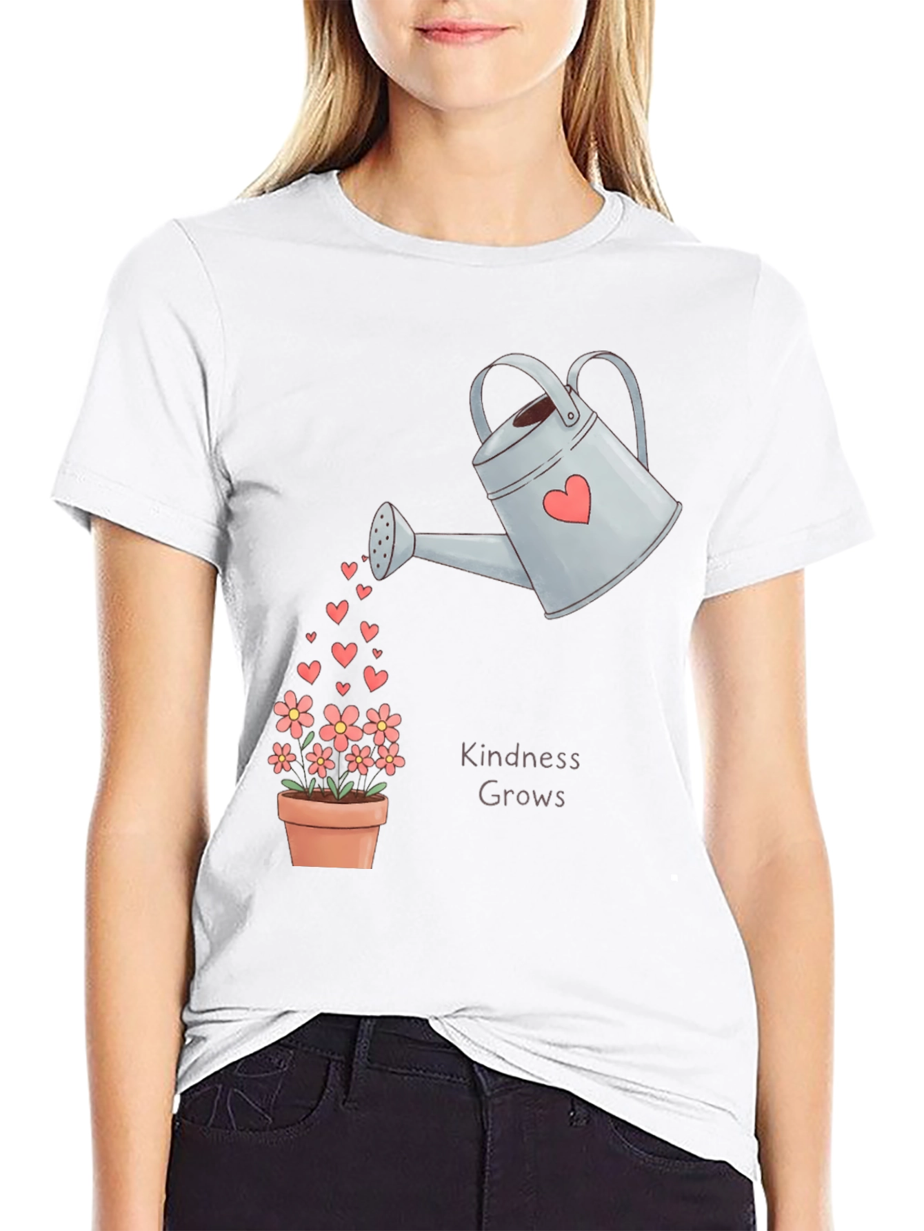 Kindness Grows T-Shirt - Heart Watering Can Design