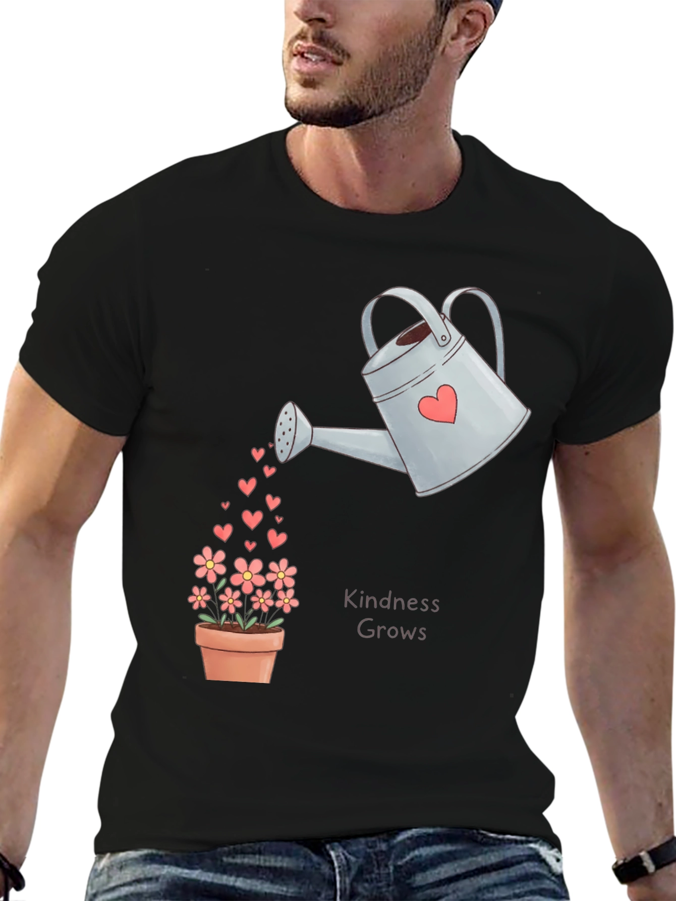 Kindness Grows T-Shirt - Heart Watering Can Design