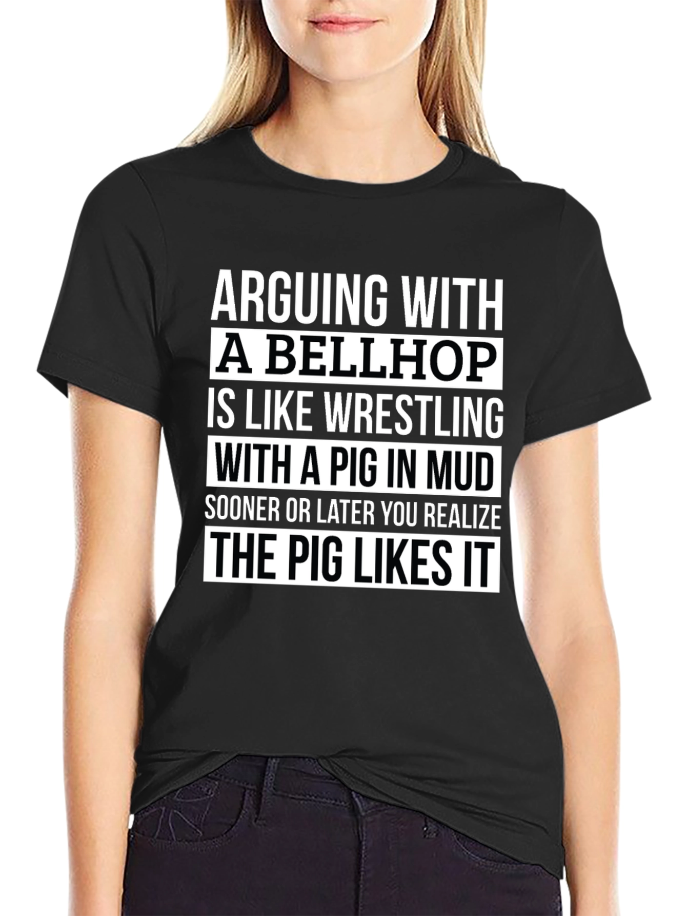 Bellhop Pig Mud Wrestling Graphic Novelty T-Shirt