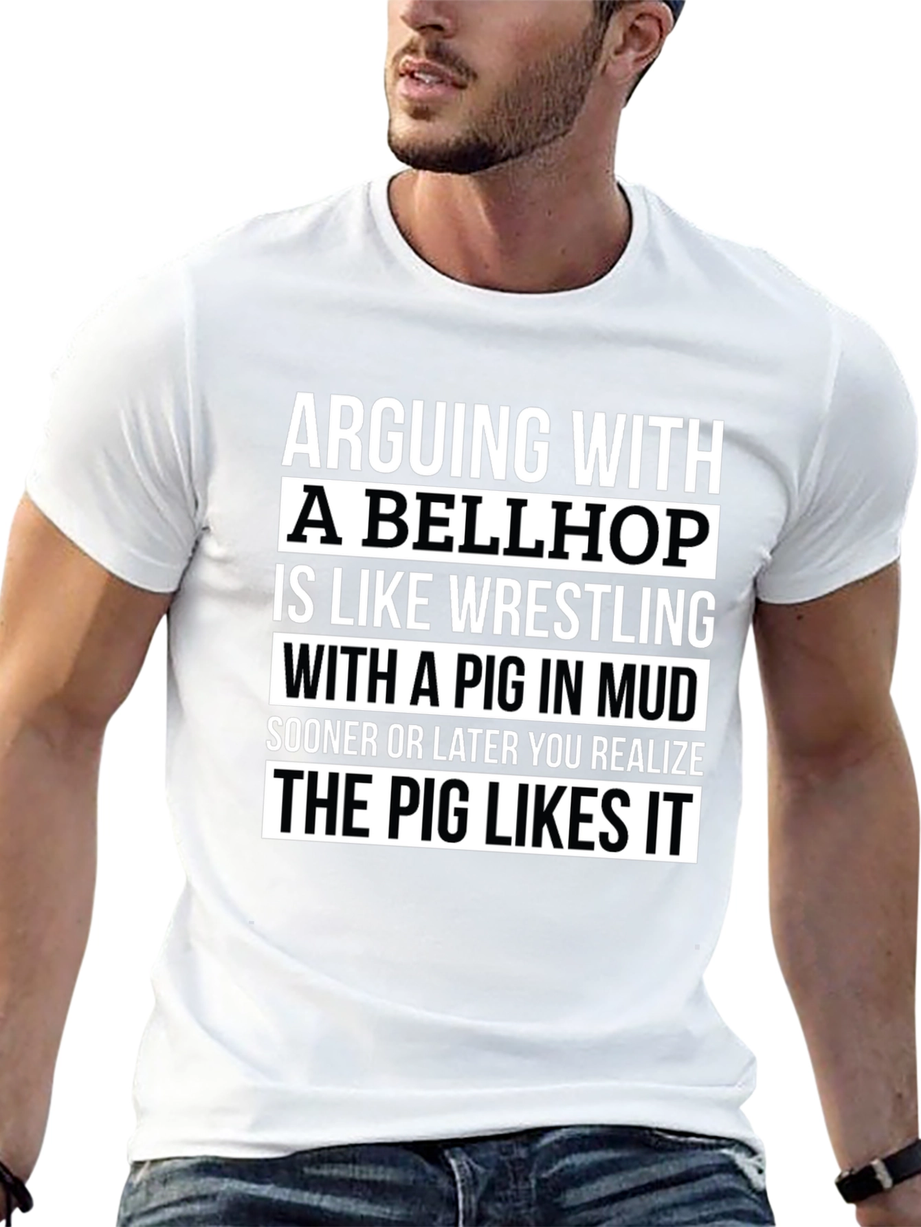 Bellhop Pig Mud Wrestling Graphic Novelty T-Shirt