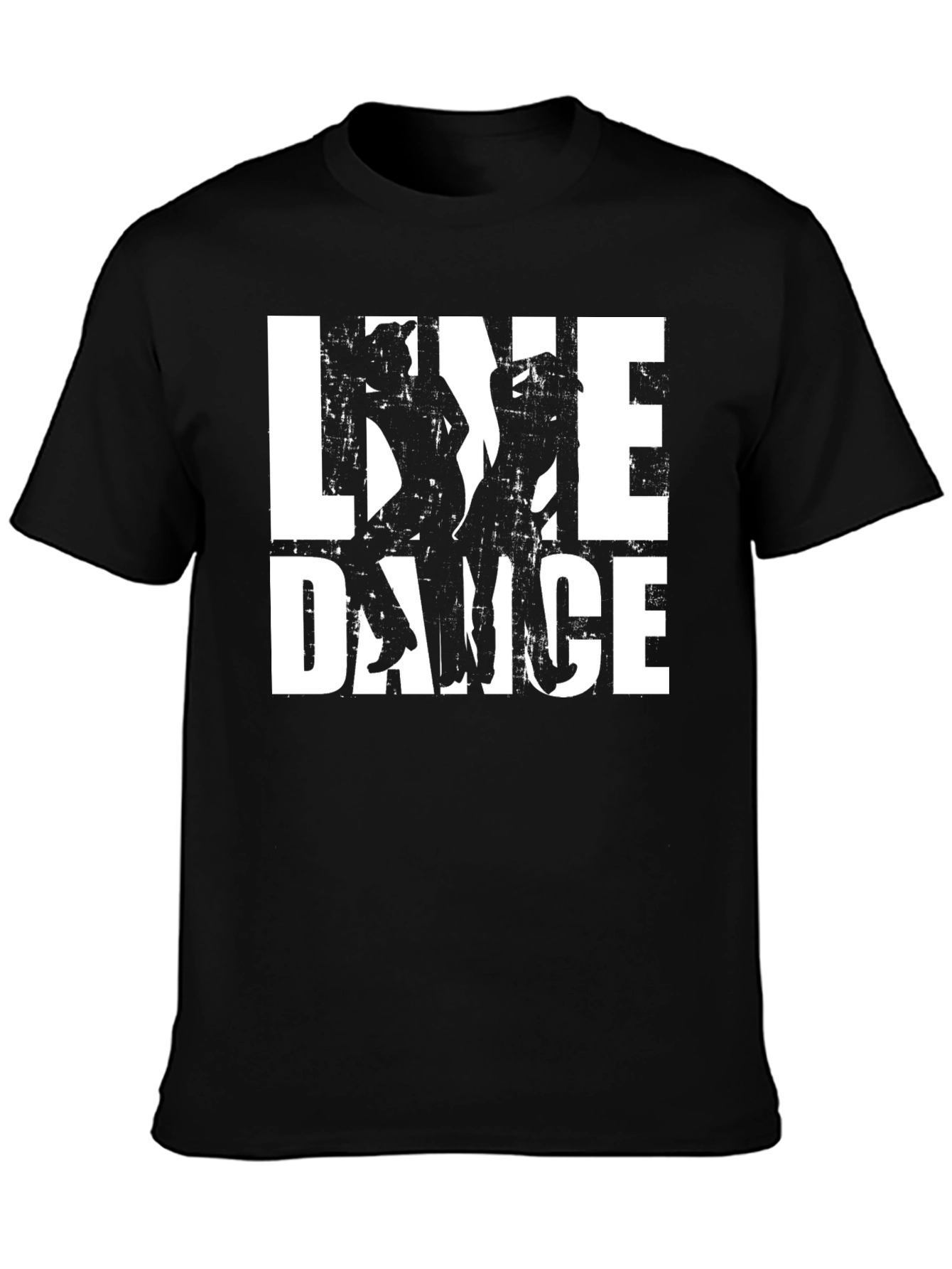 Line Dance Graphic Tee - Black Cotton Casual T-Shirt