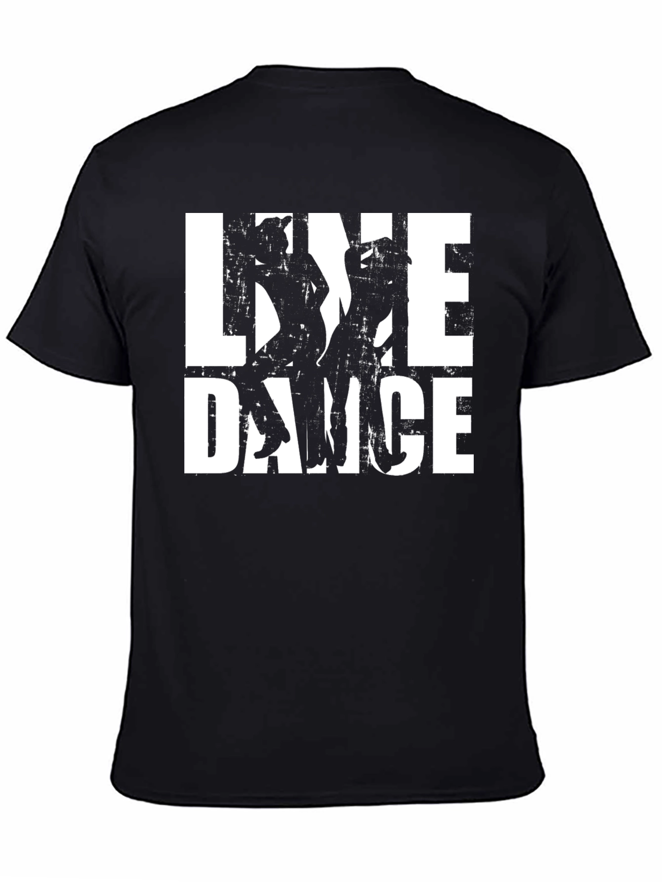 Line Dance Graphic Tee - Black Cotton Casual T-Shirt