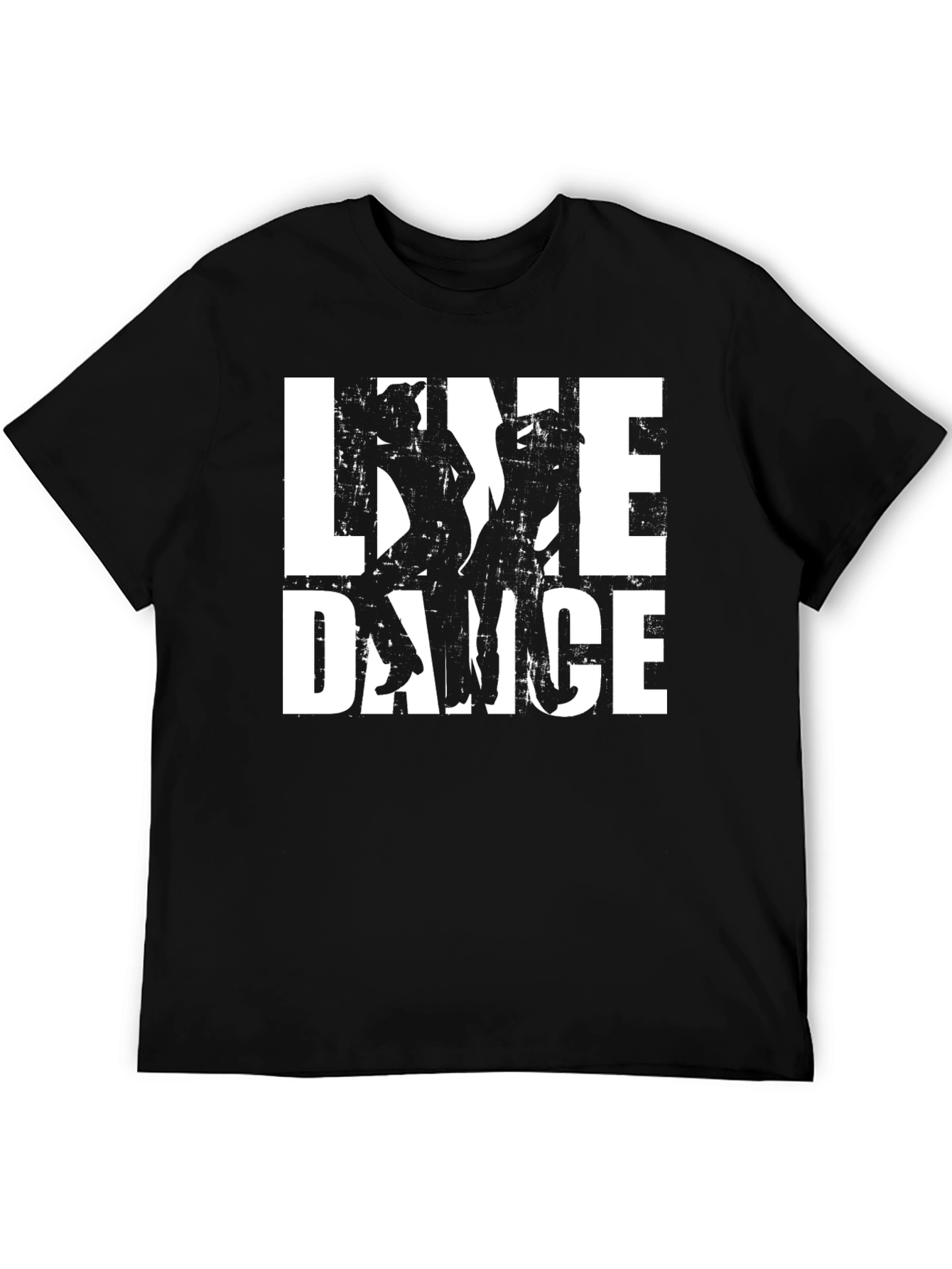 Line Dance Graphic Tee - Black Cotton Casual T-Shirt
