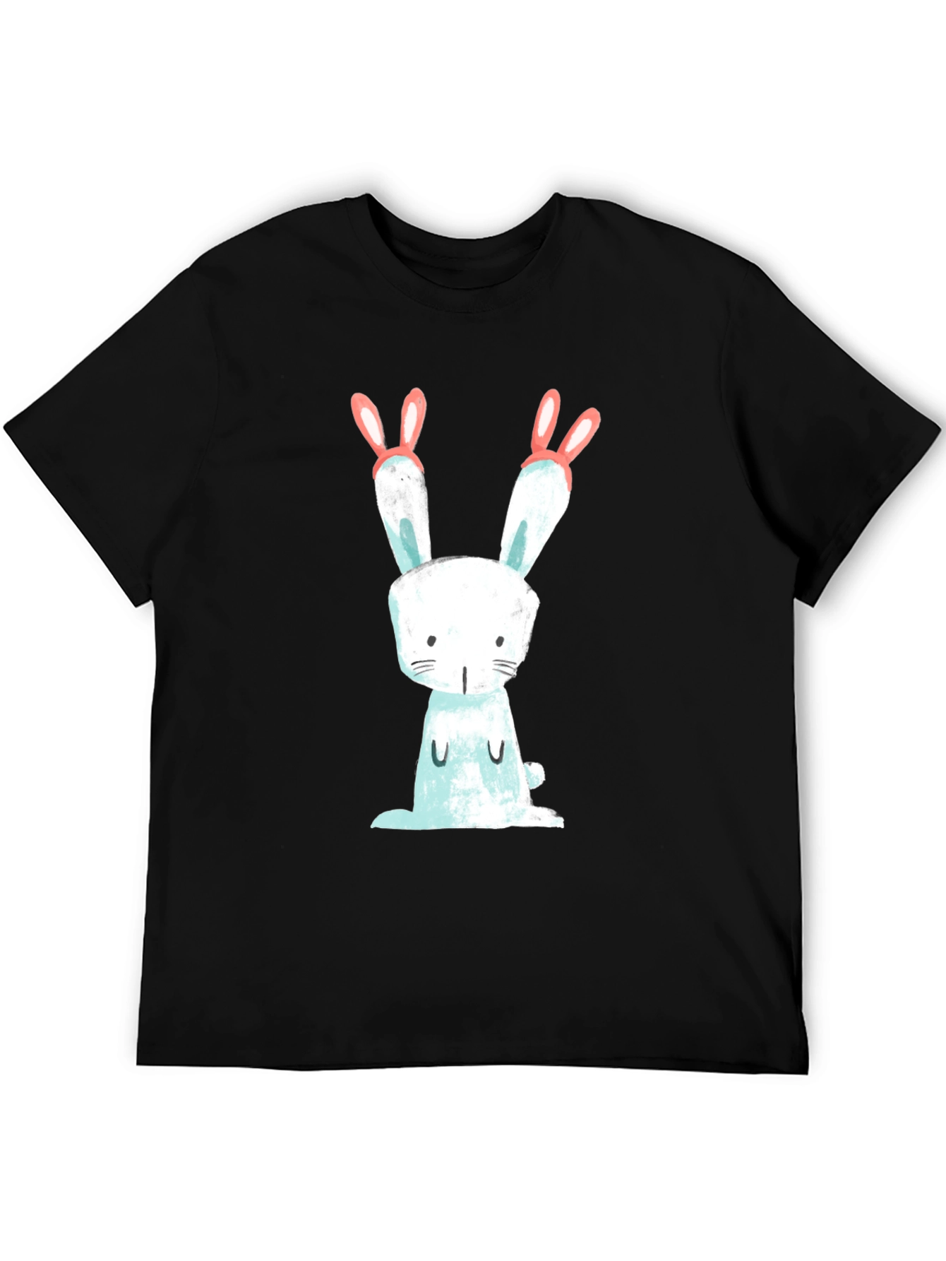 Cute Bunny Graphic Black T-Shirt