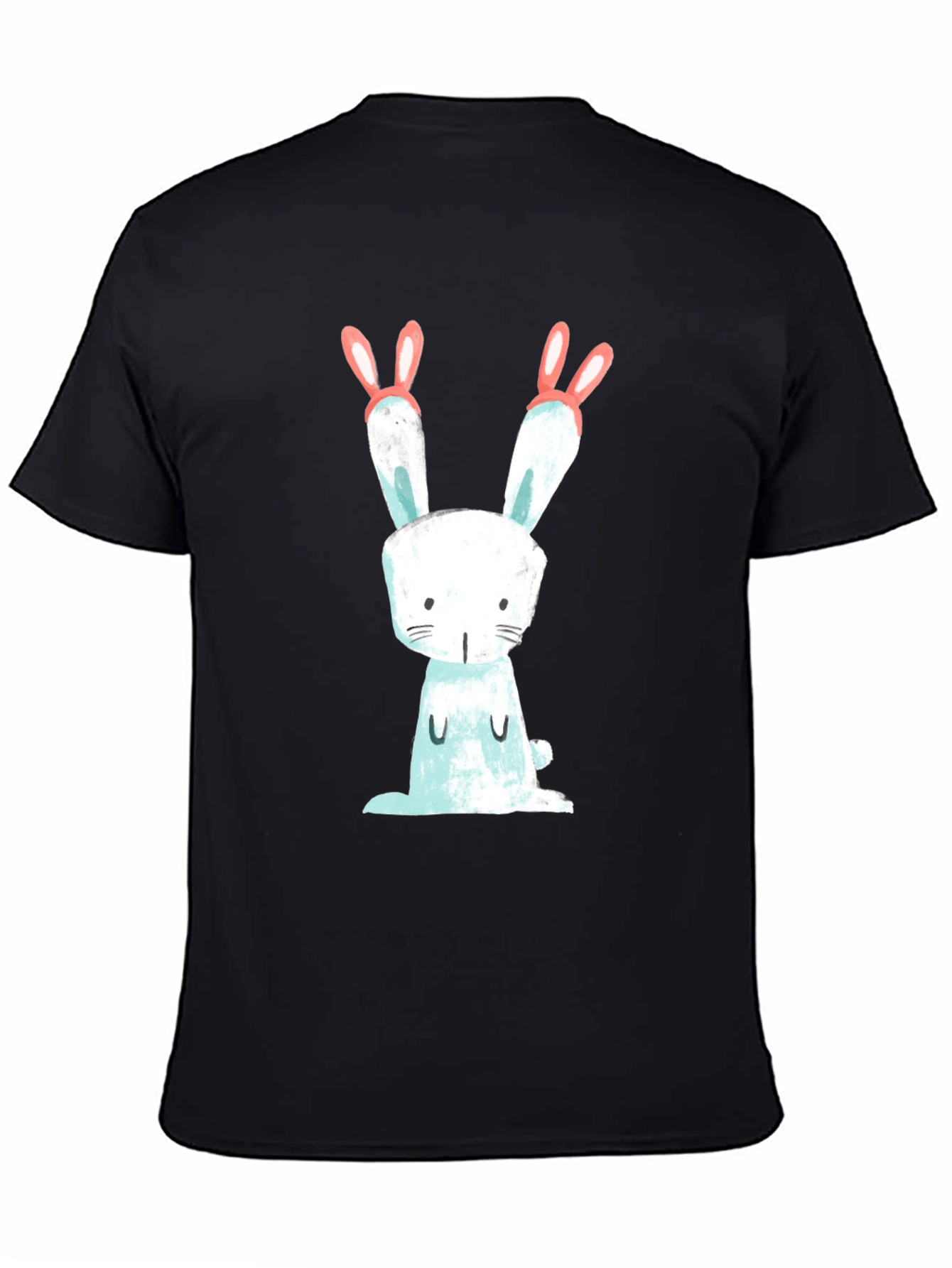 Cute Bunny Graphic Black T-Shirt