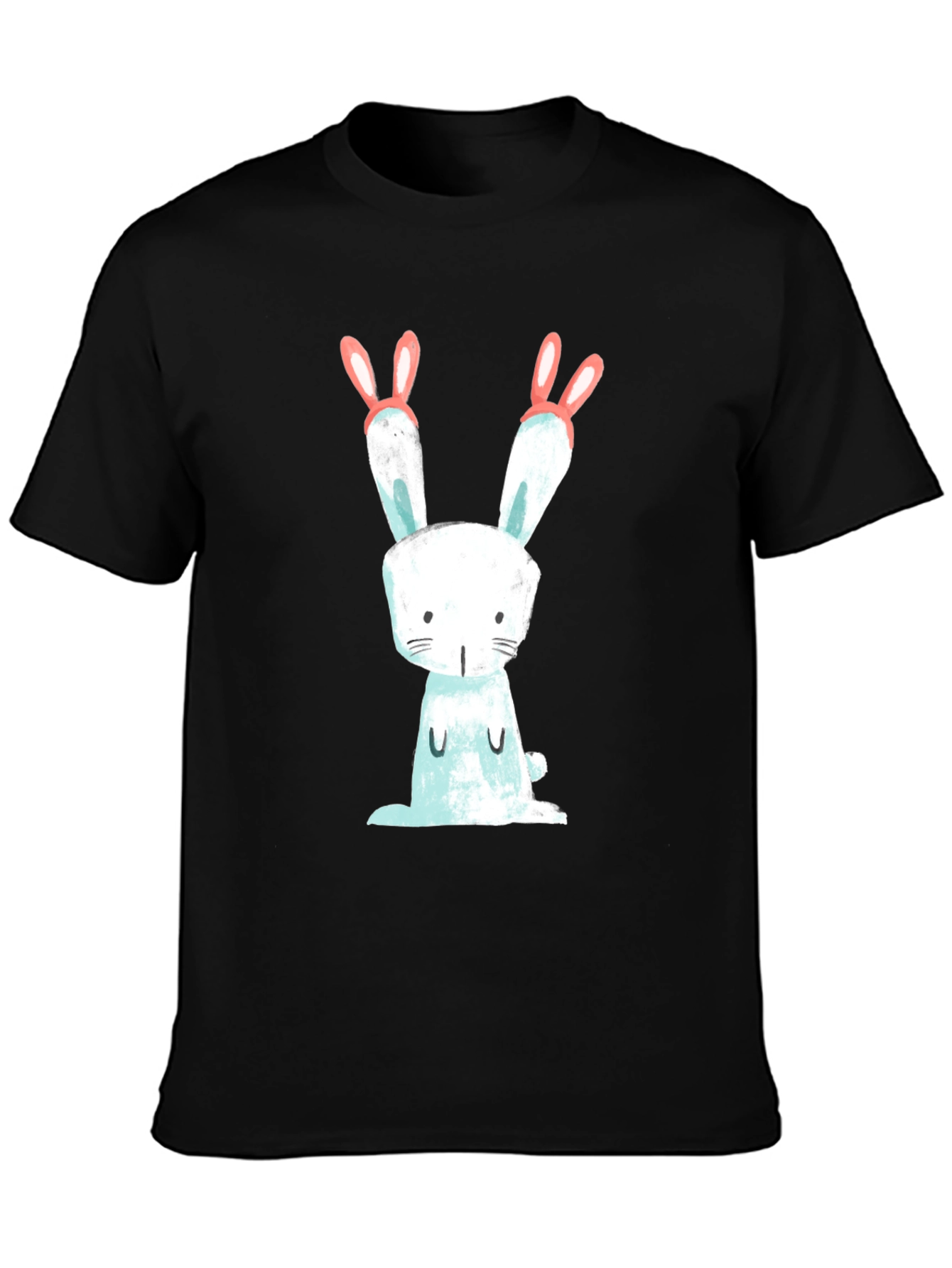 Cute Bunny Graphic Black T-Shirt