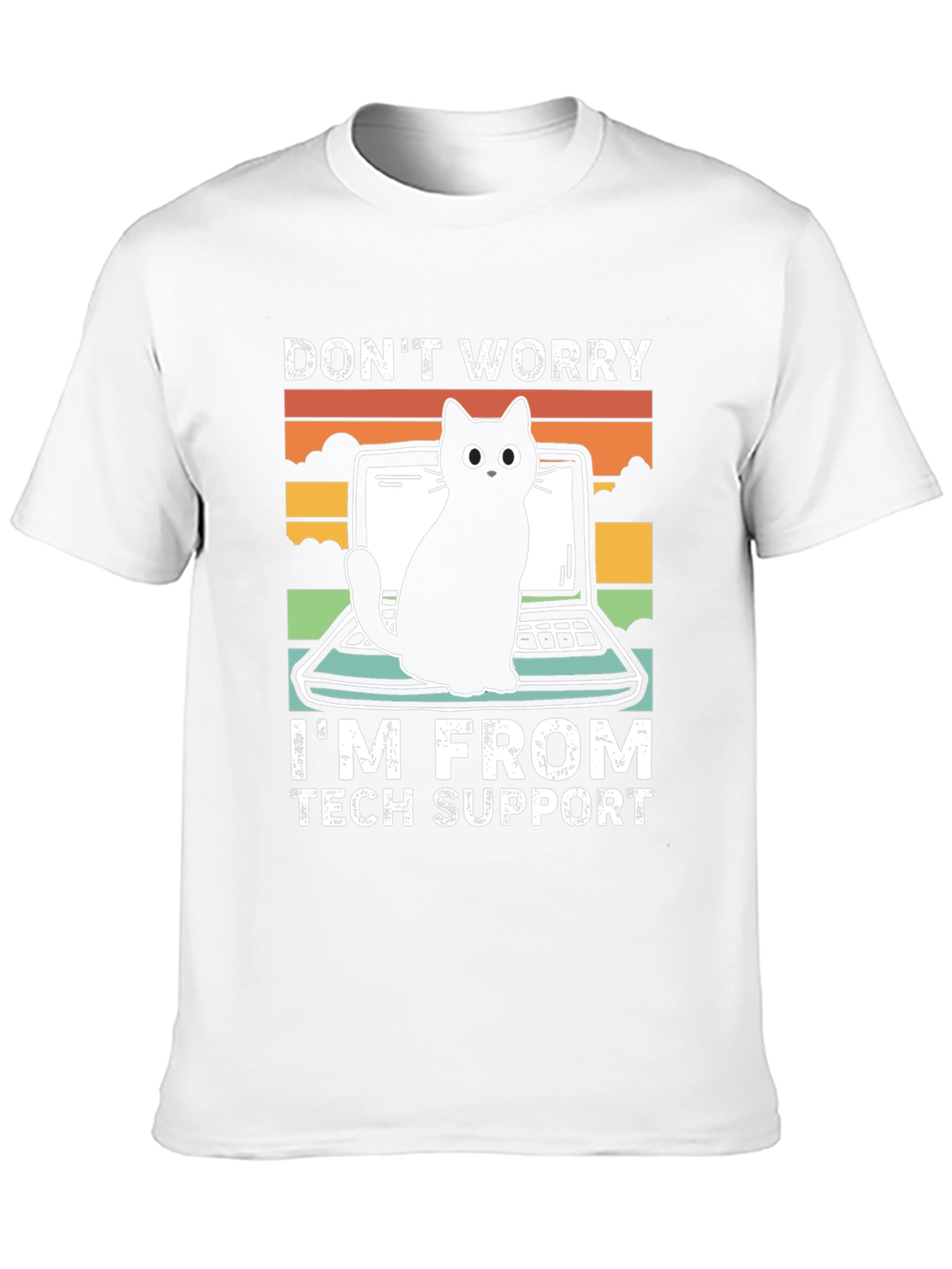 Tech Support Cat Graphic T-Shirt - Black
