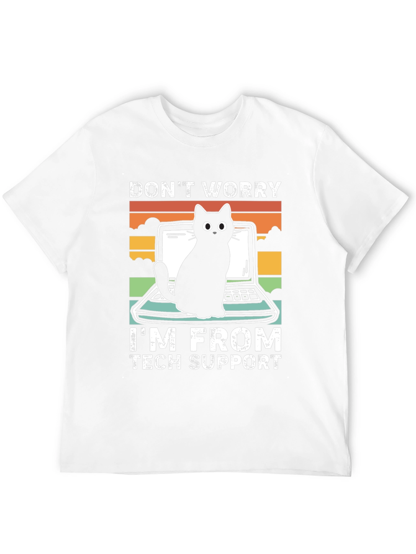 Tech Support Cat Graphic T-Shirt - Black