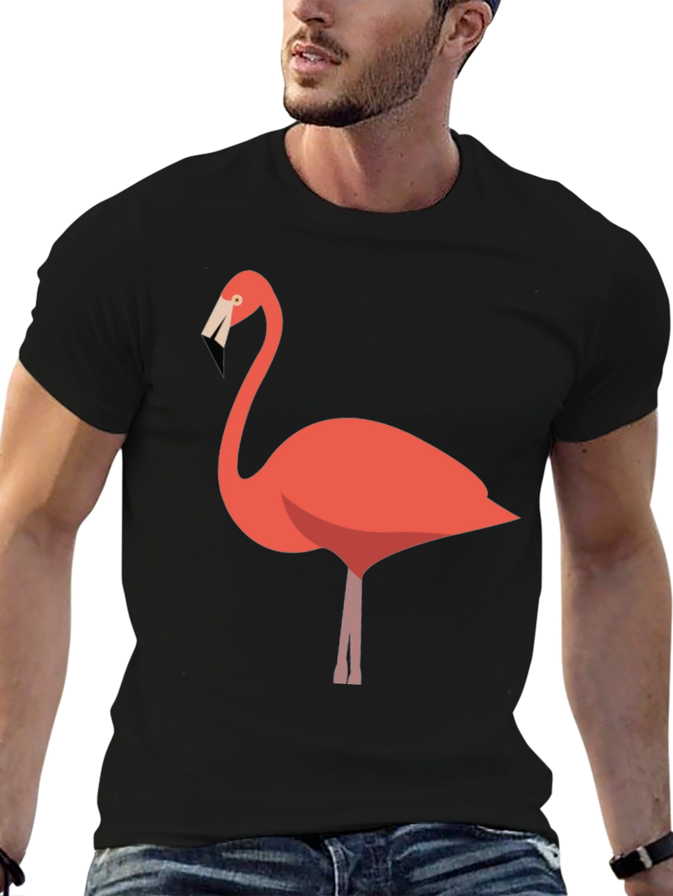 Cool Flamingo Graphic Black T-Shirt