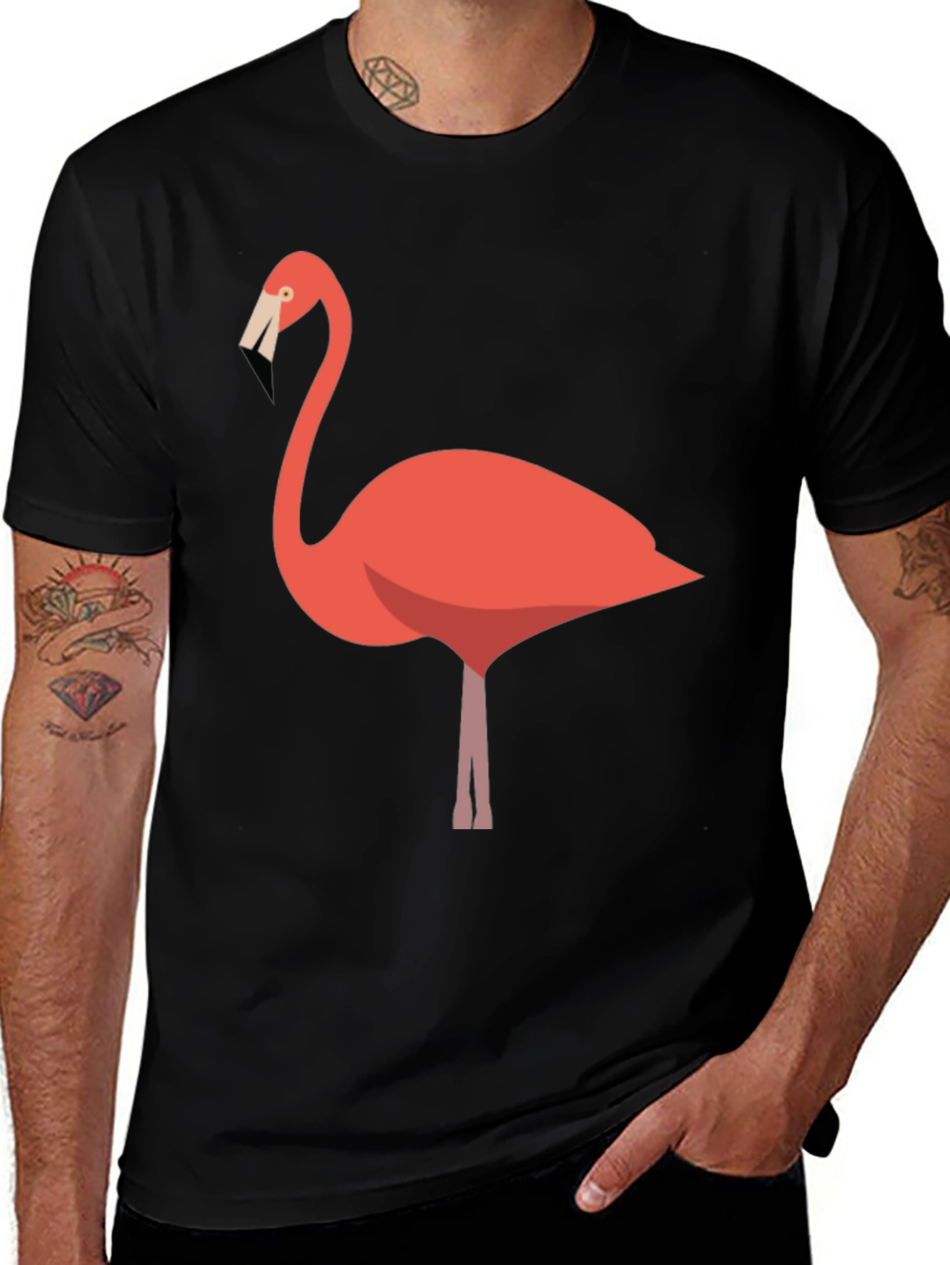 Cool Flamingo Graphic Black T-Shirt