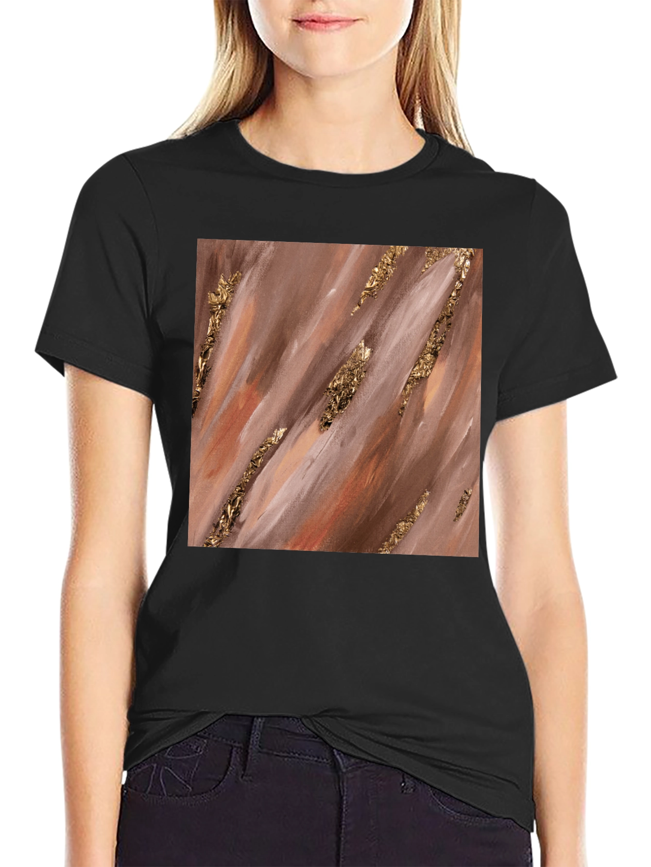 Abstract Gold Foil Accent T-Shirt