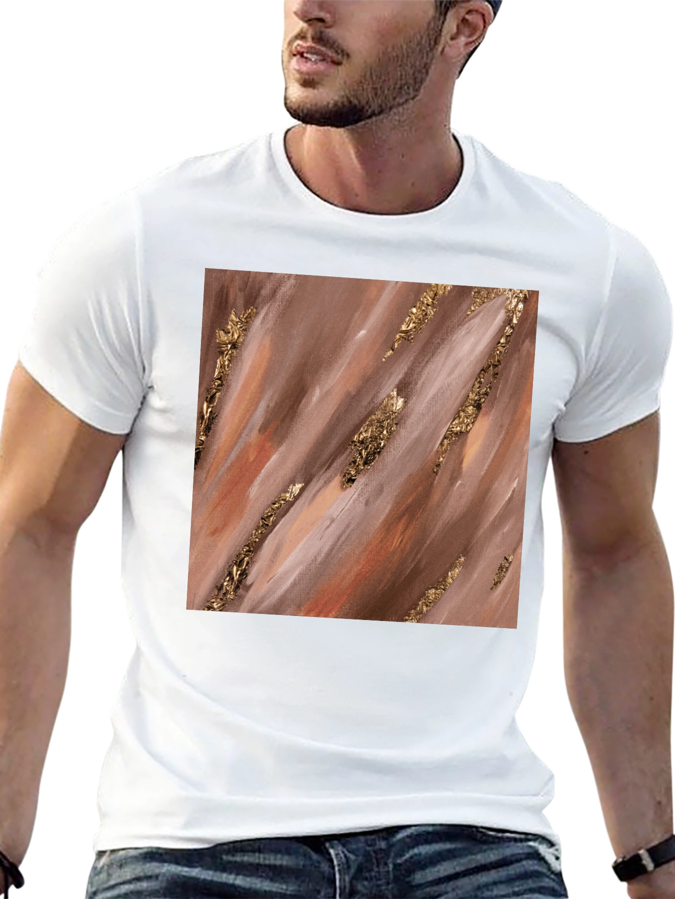 Abstract Gold Foil Accent T-Shirt