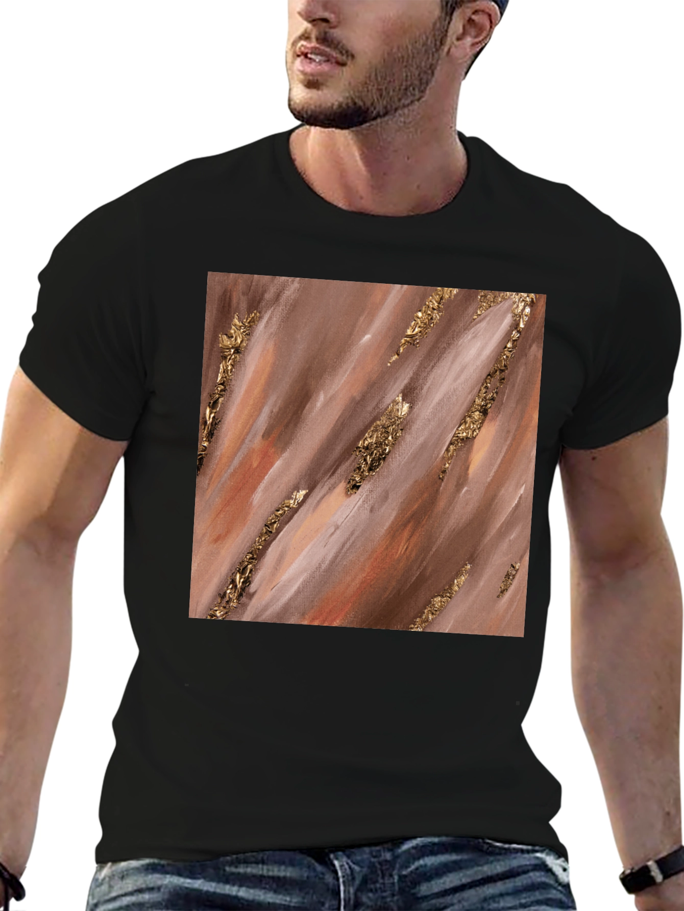 Abstract Gold Foil Accent T-Shirt