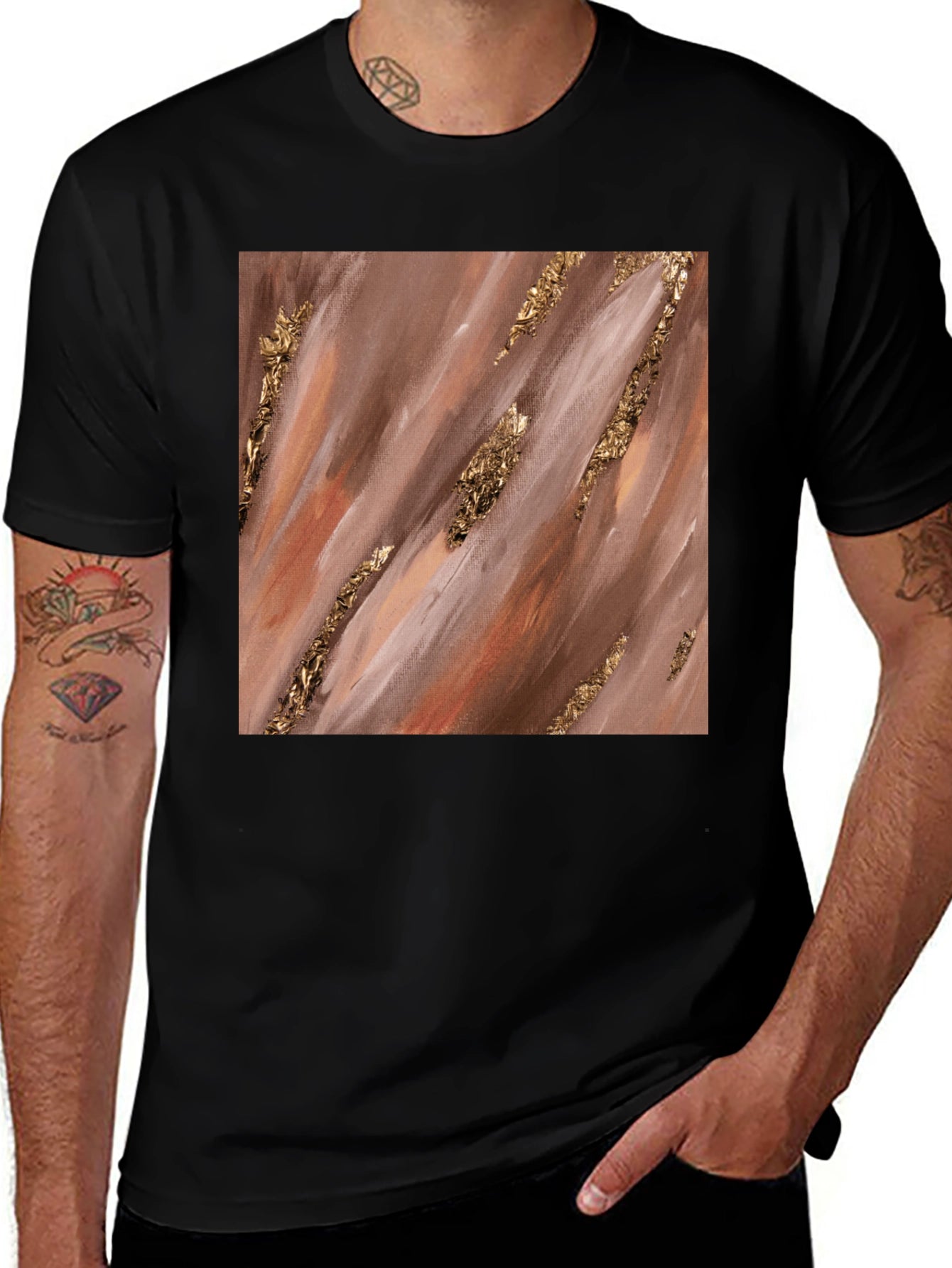 Abstract Gold Foil Accent T-Shirt