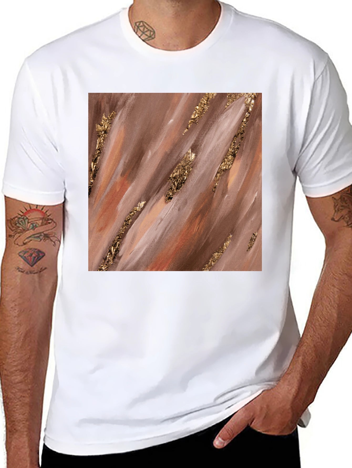 Abstract Gold Foil Accent T-Shirt