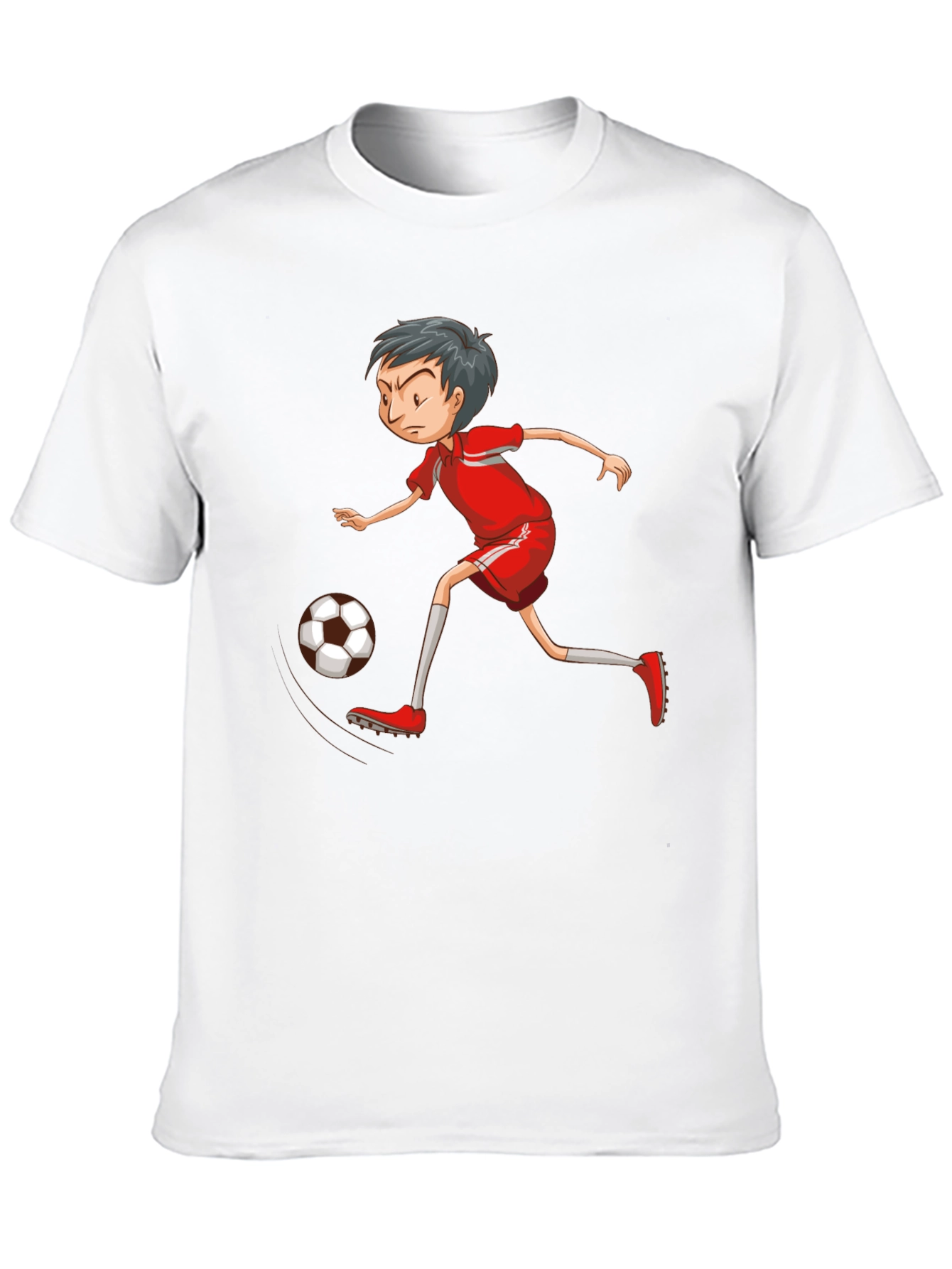 Soccer Player Graphic T-Shirt - Black Cotton Tee