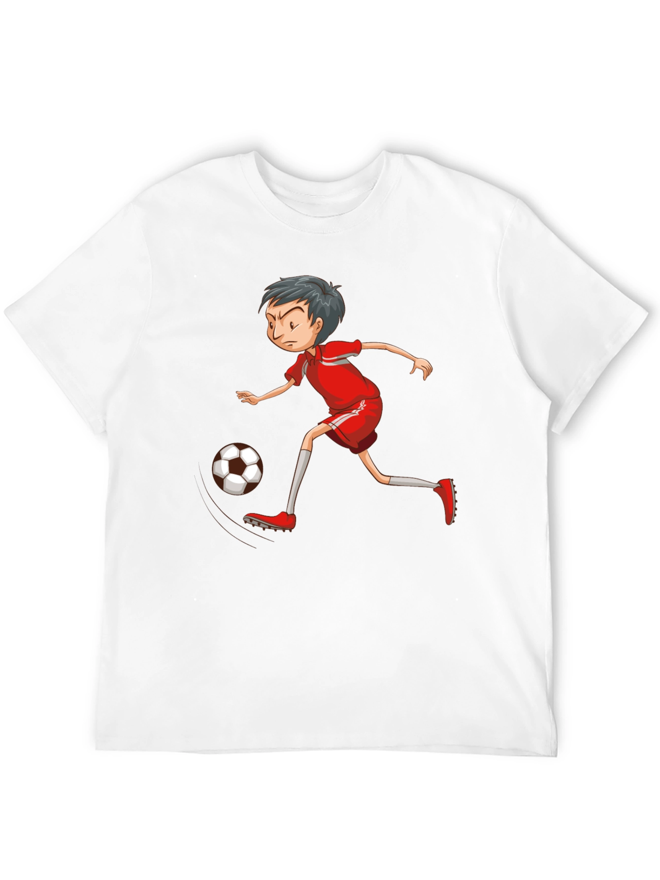 Soccer Player Graphic T-Shirt - Black Cotton Tee