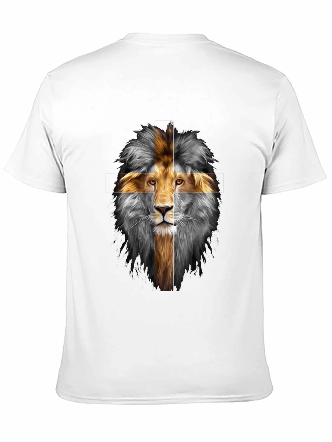 Lion Cross Graphic Print Black T-Shirt