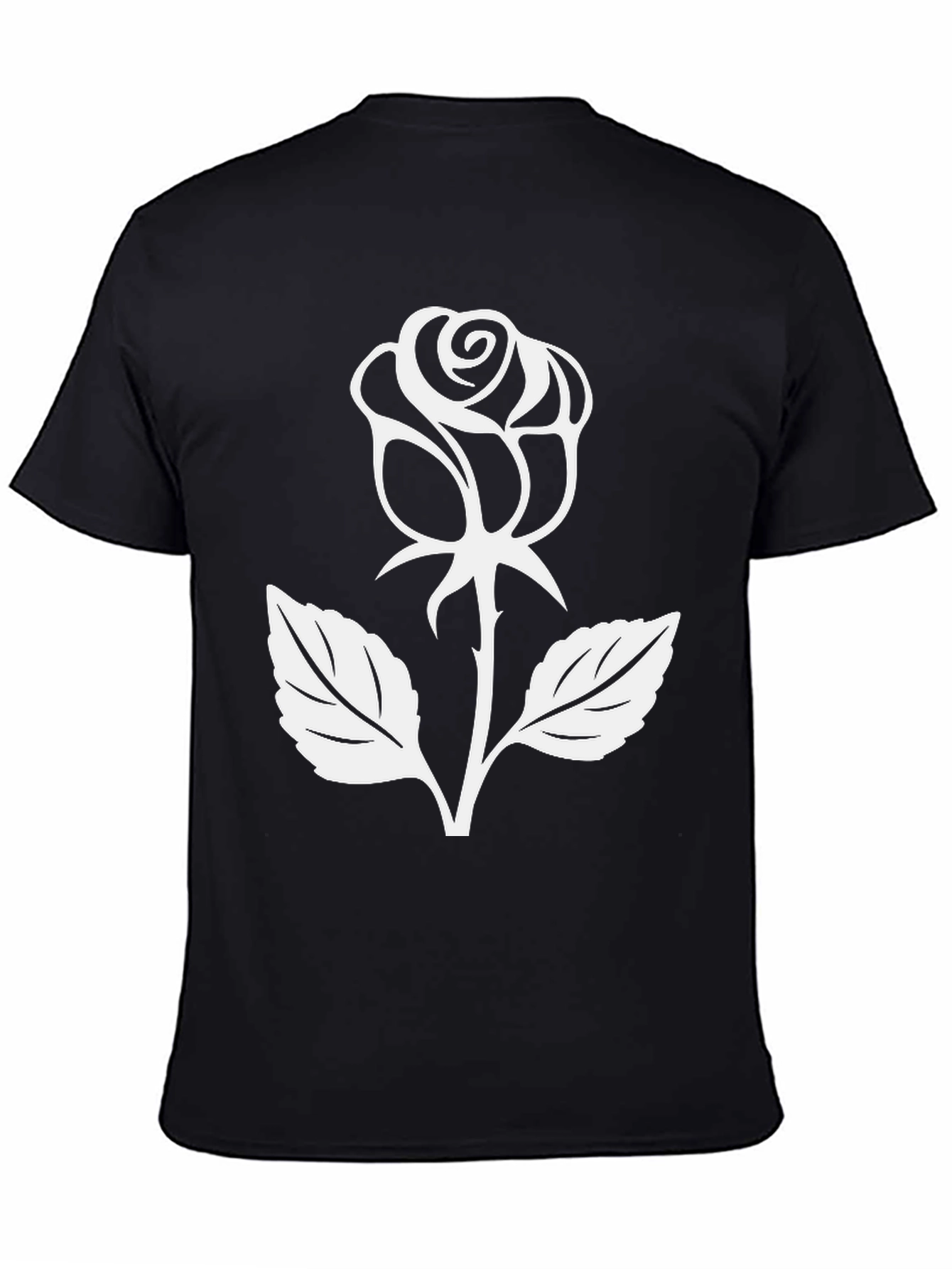 Rose Graphic Tee - Black Cotton Casual Wear