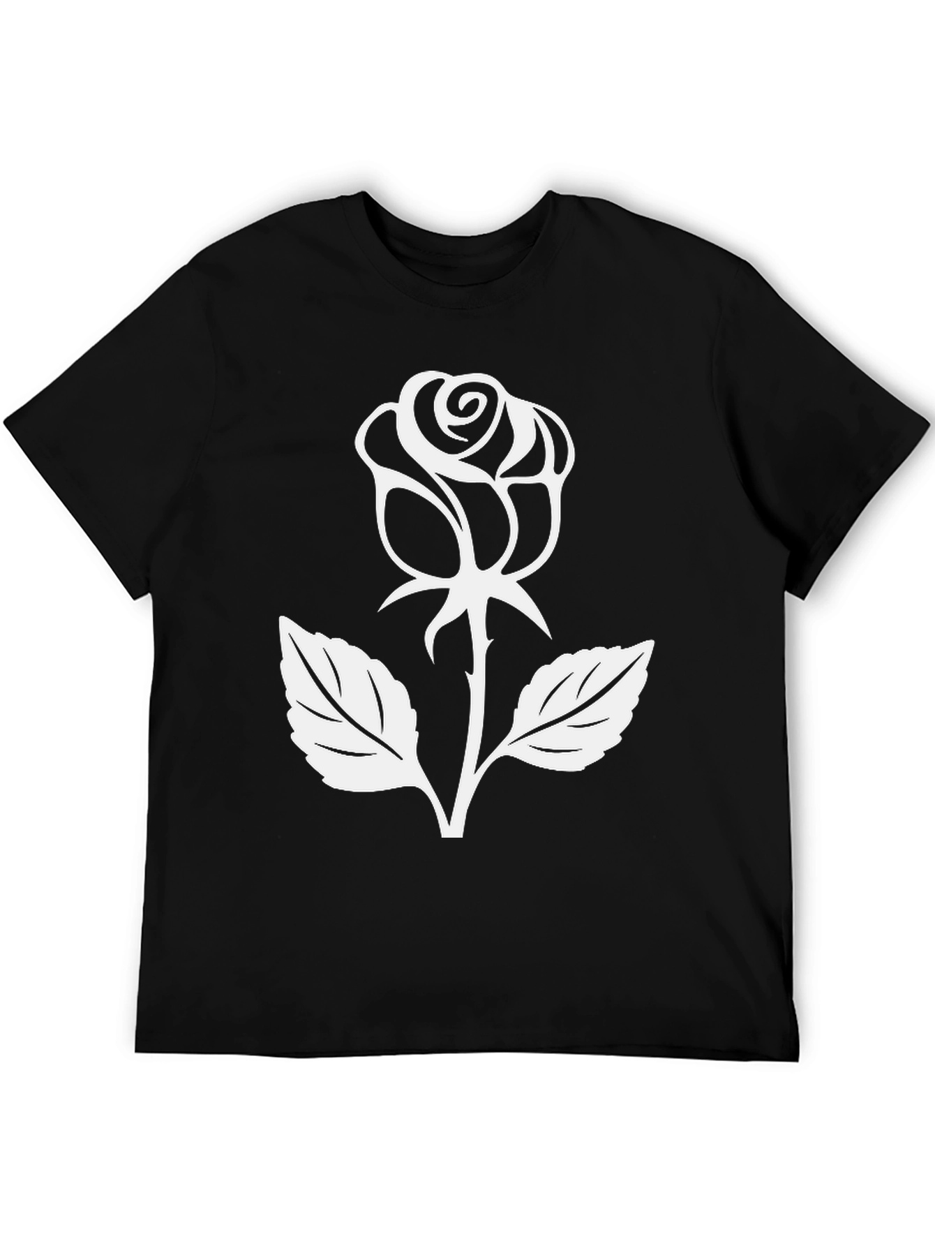 Rose Graphic Tee - Black Cotton Casual Wear