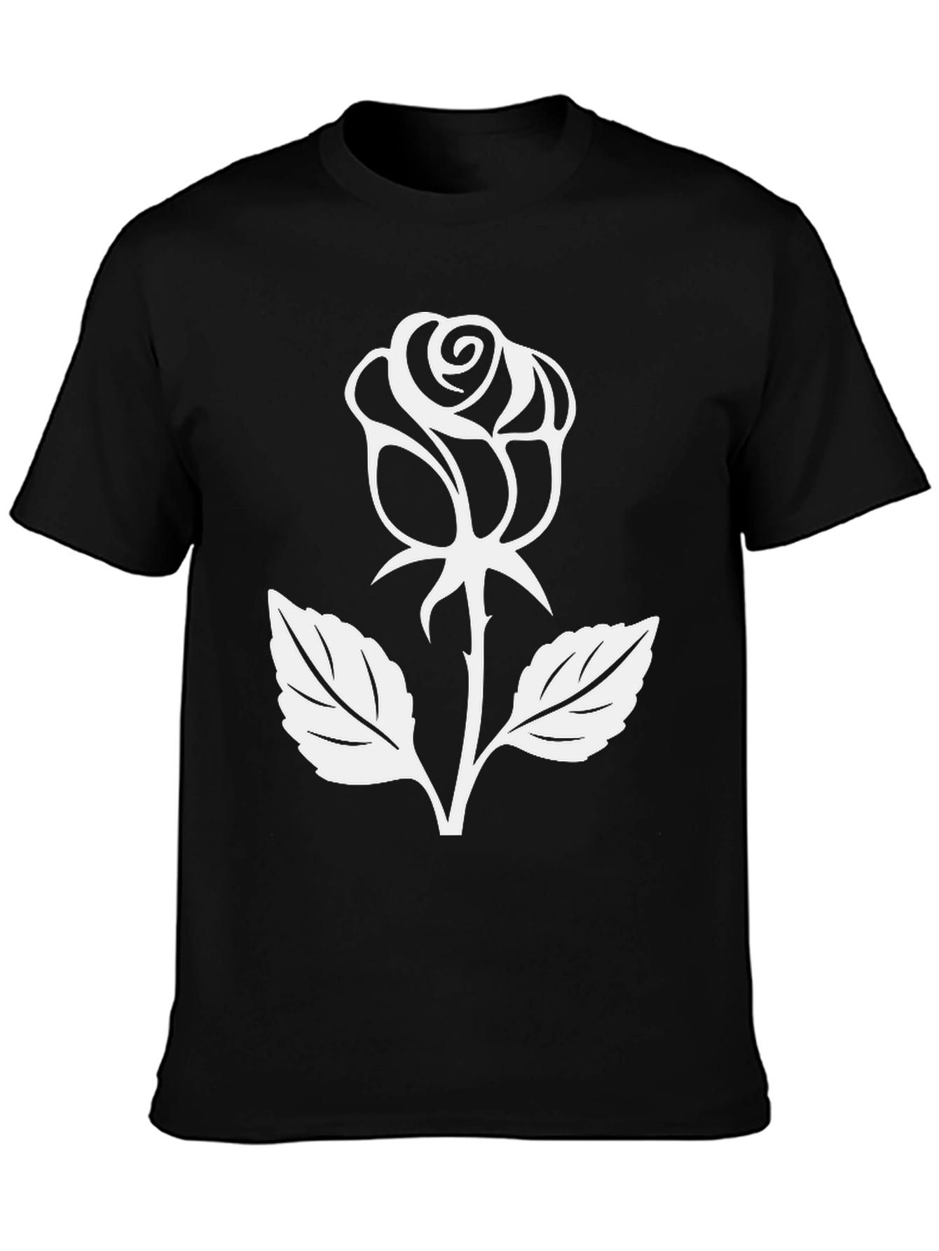 Rose Graphic Tee - Black Cotton Casual Wear