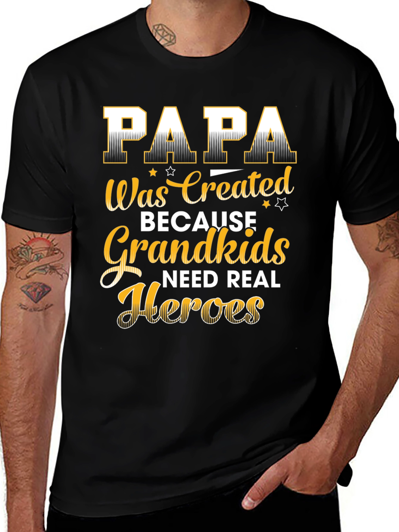 Papa Grandkids Real Heroes Graphic T-Shirt