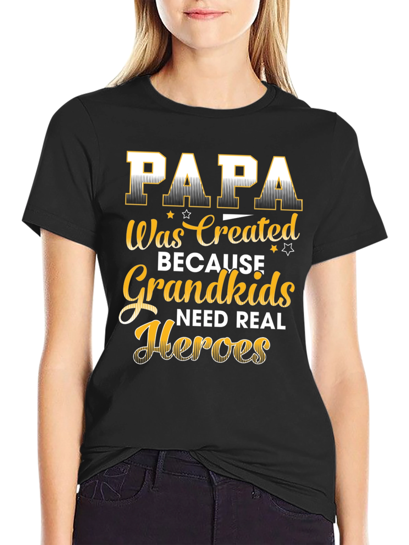 Papa Grandkids Real Heroes Graphic T-Shirt