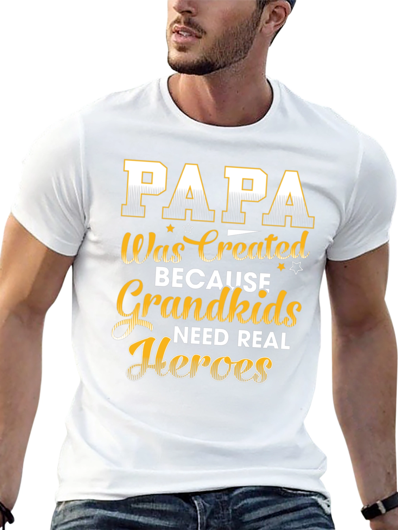 Papa Grandkids Real Heroes Graphic T-Shirt