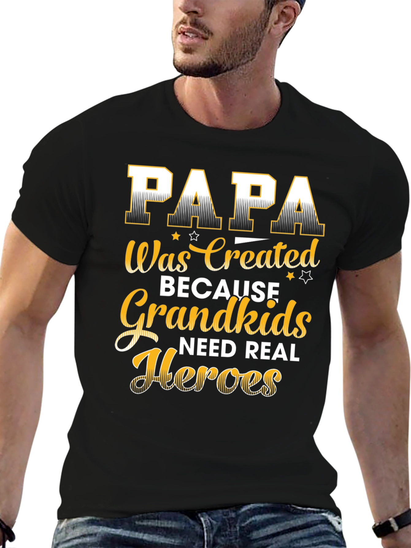 Papa Grandkids Real Heroes Graphic T-Shirt