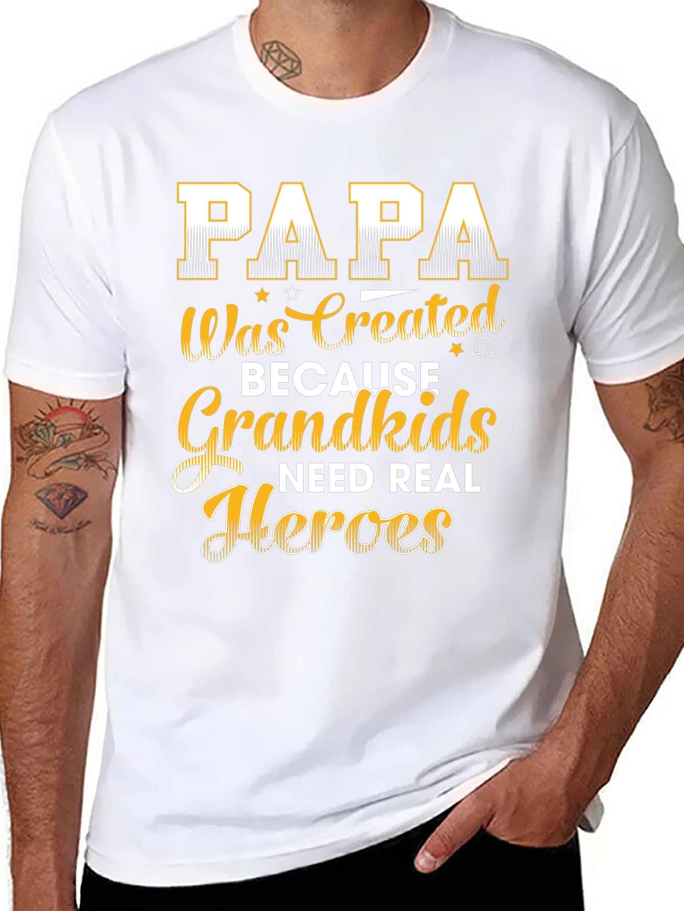 Papa Grandkids Real Heroes Graphic T-Shirt