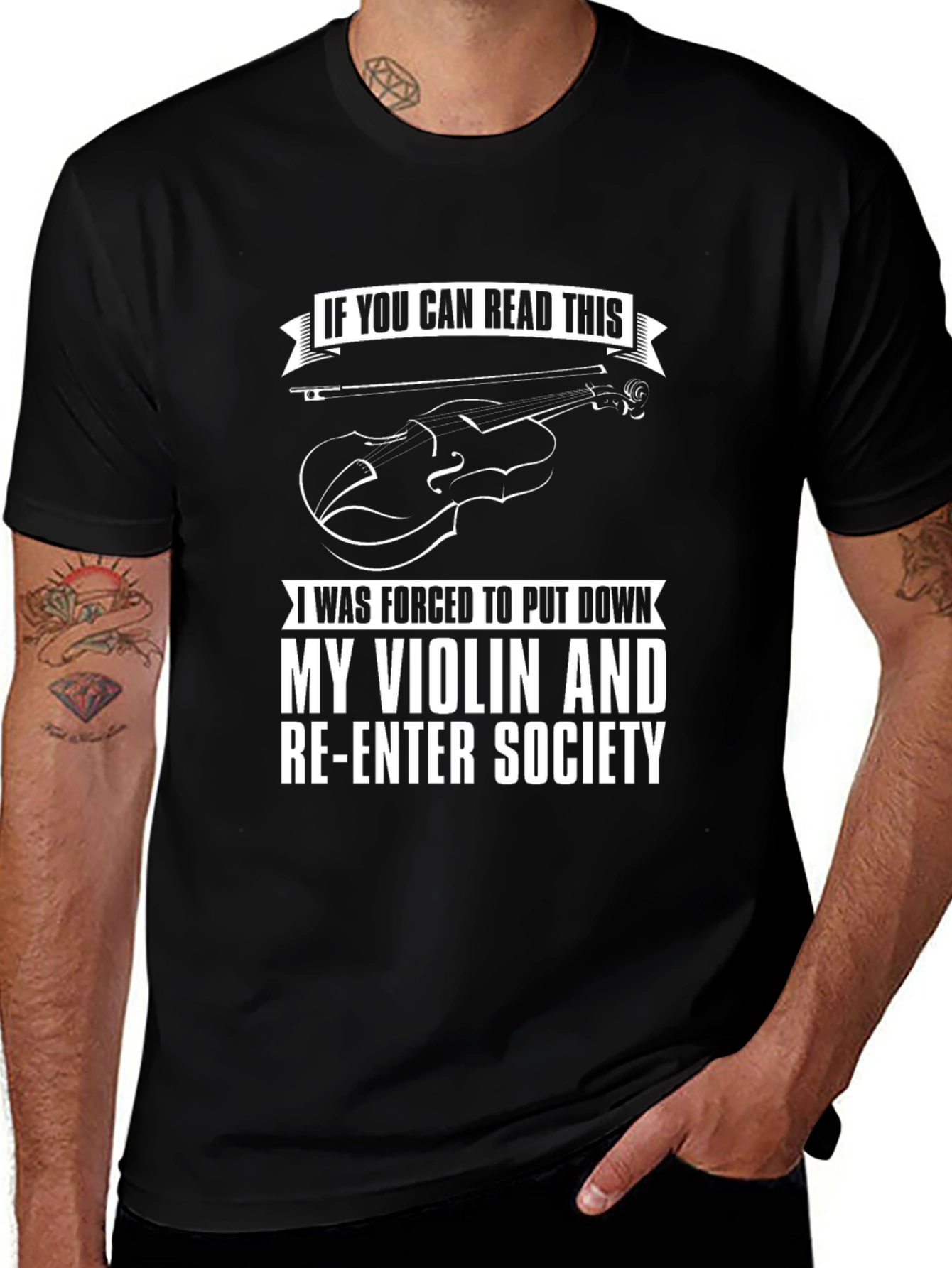 Violin T-Shirt: Forced to Re-enter Society