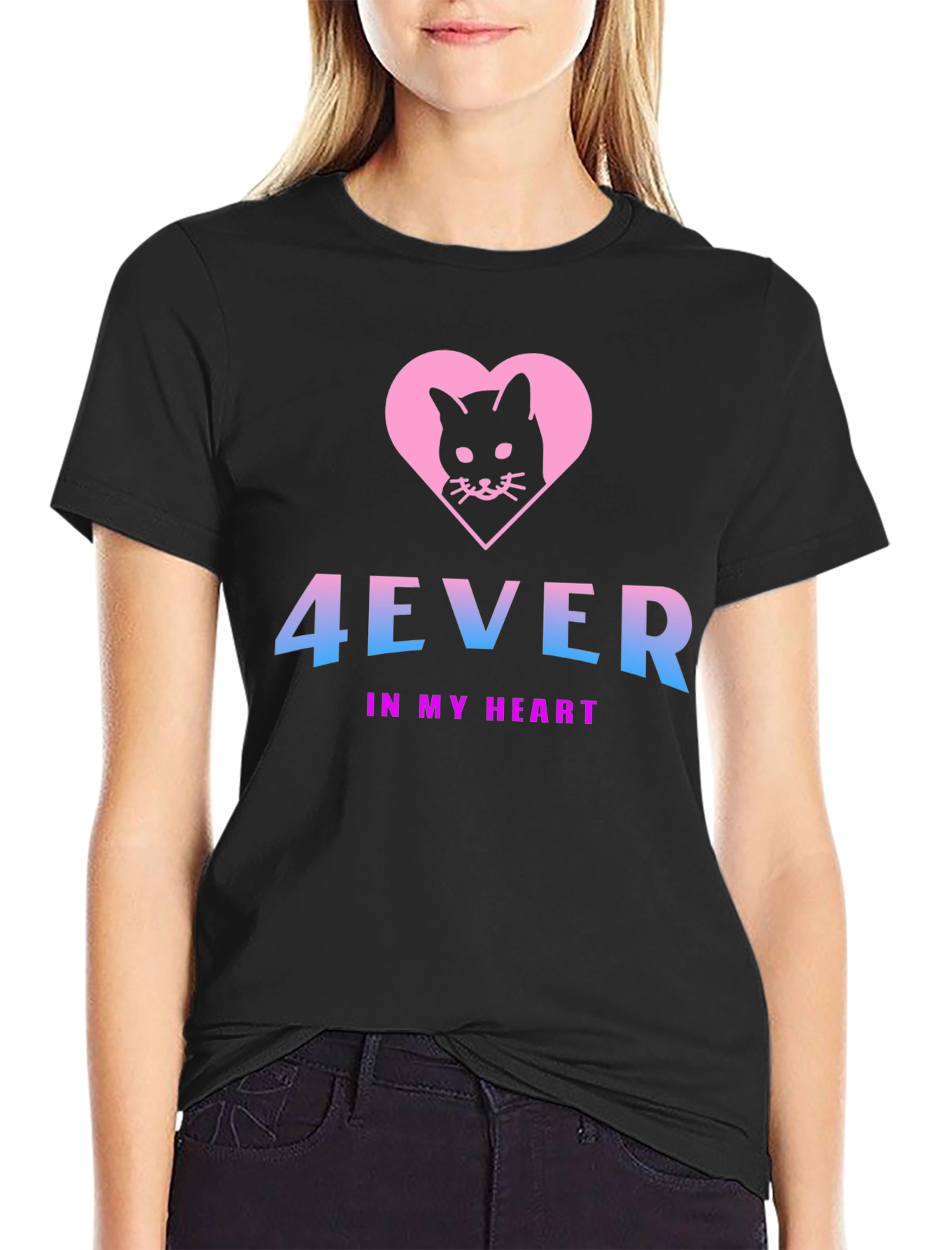 4Ever In My Heart Black Cat T-Shirt