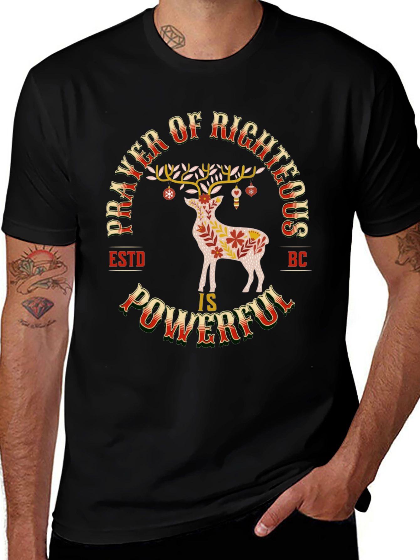 Prayer of Righteous Powerful Black T-Shirt