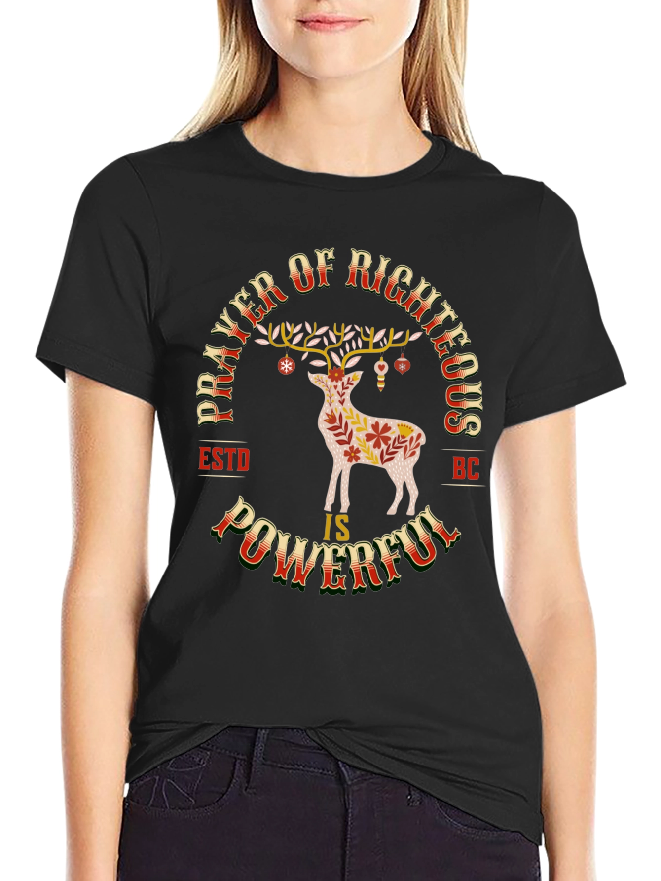 Prayer of Righteous Powerful Black T-Shirt