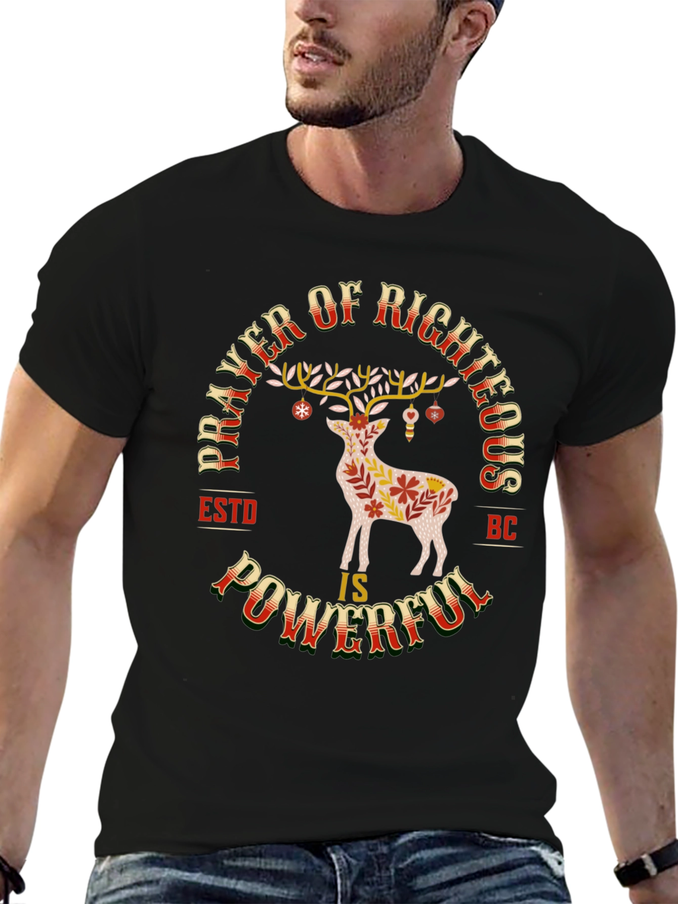 Prayer of Righteous Powerful Black T-Shirt