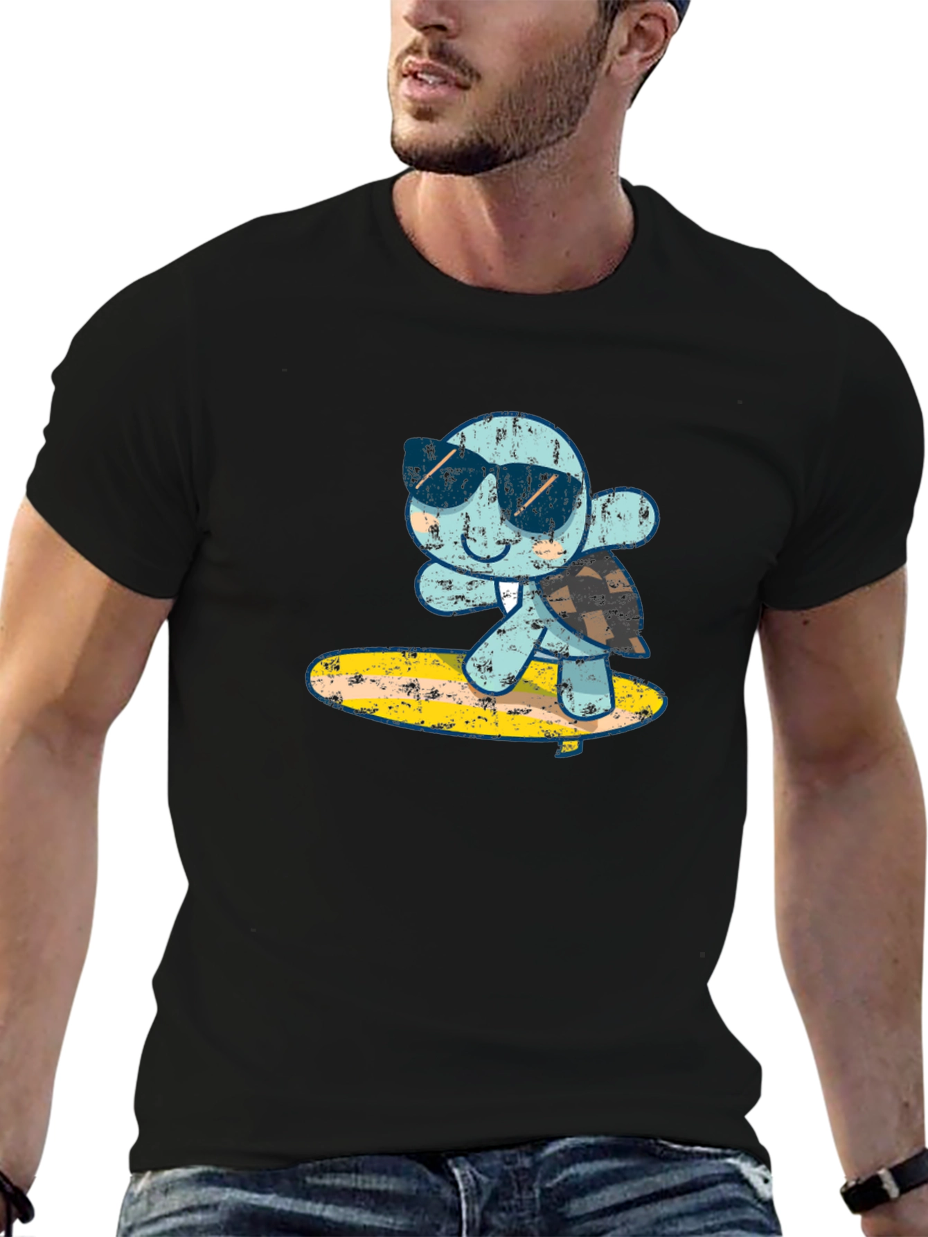 Turtle Surfer Graphic T-Shirt - Black