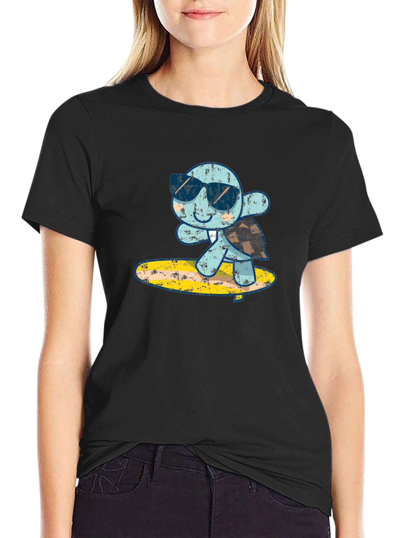 Turtle Surfer Graphic T-Shirt - Black