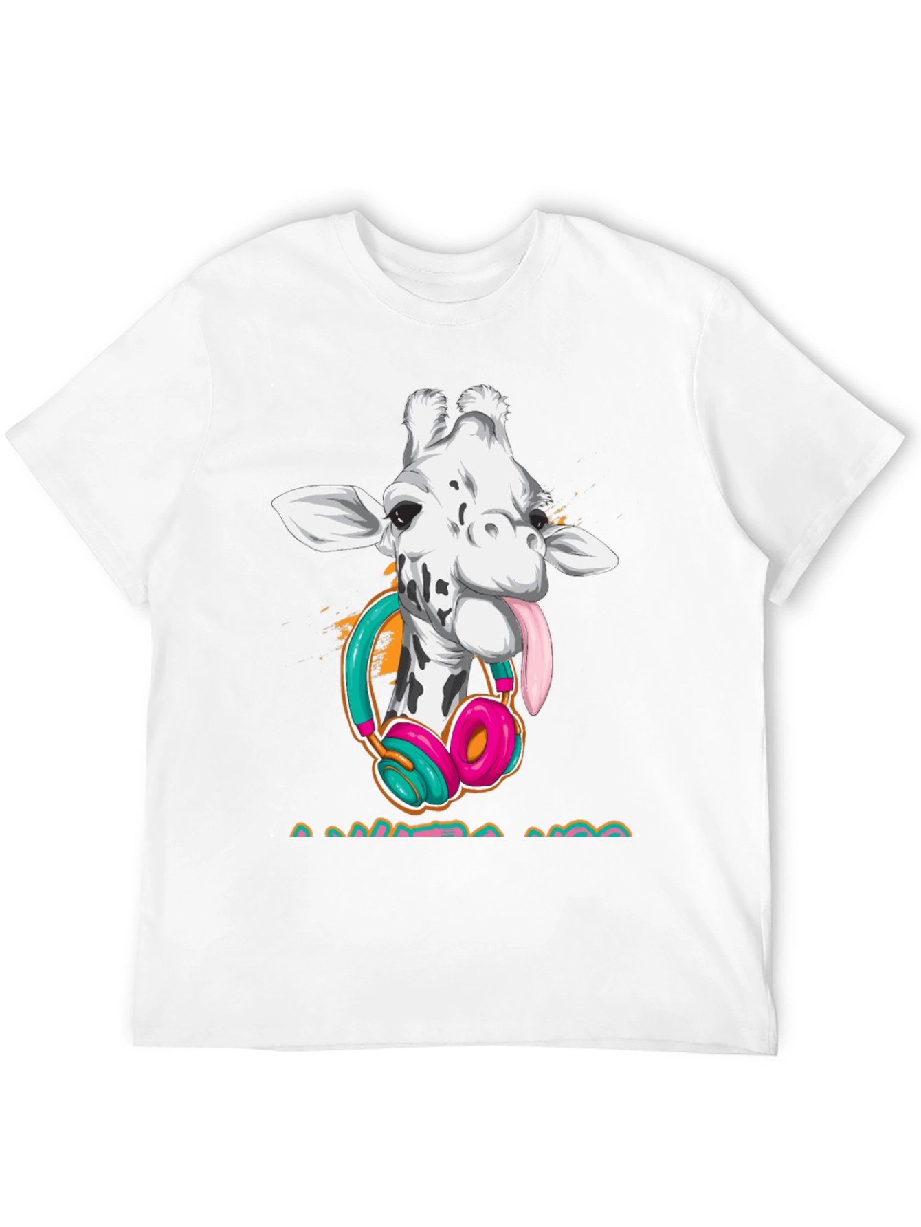 Giraffe DJ Black T-Shirt - Funny Animal Tee