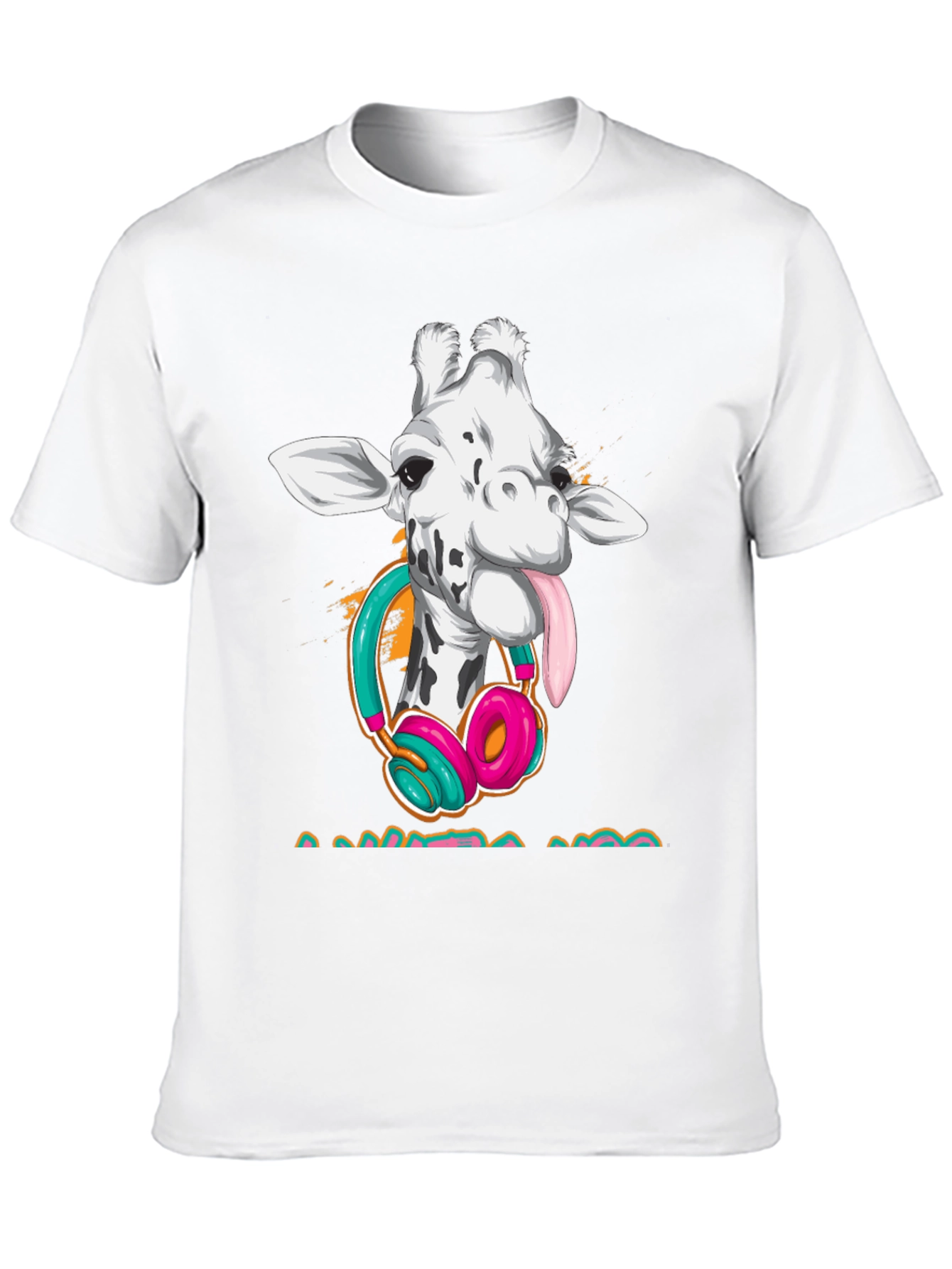 Giraffe DJ Black T-Shirt - Funny Animal Tee