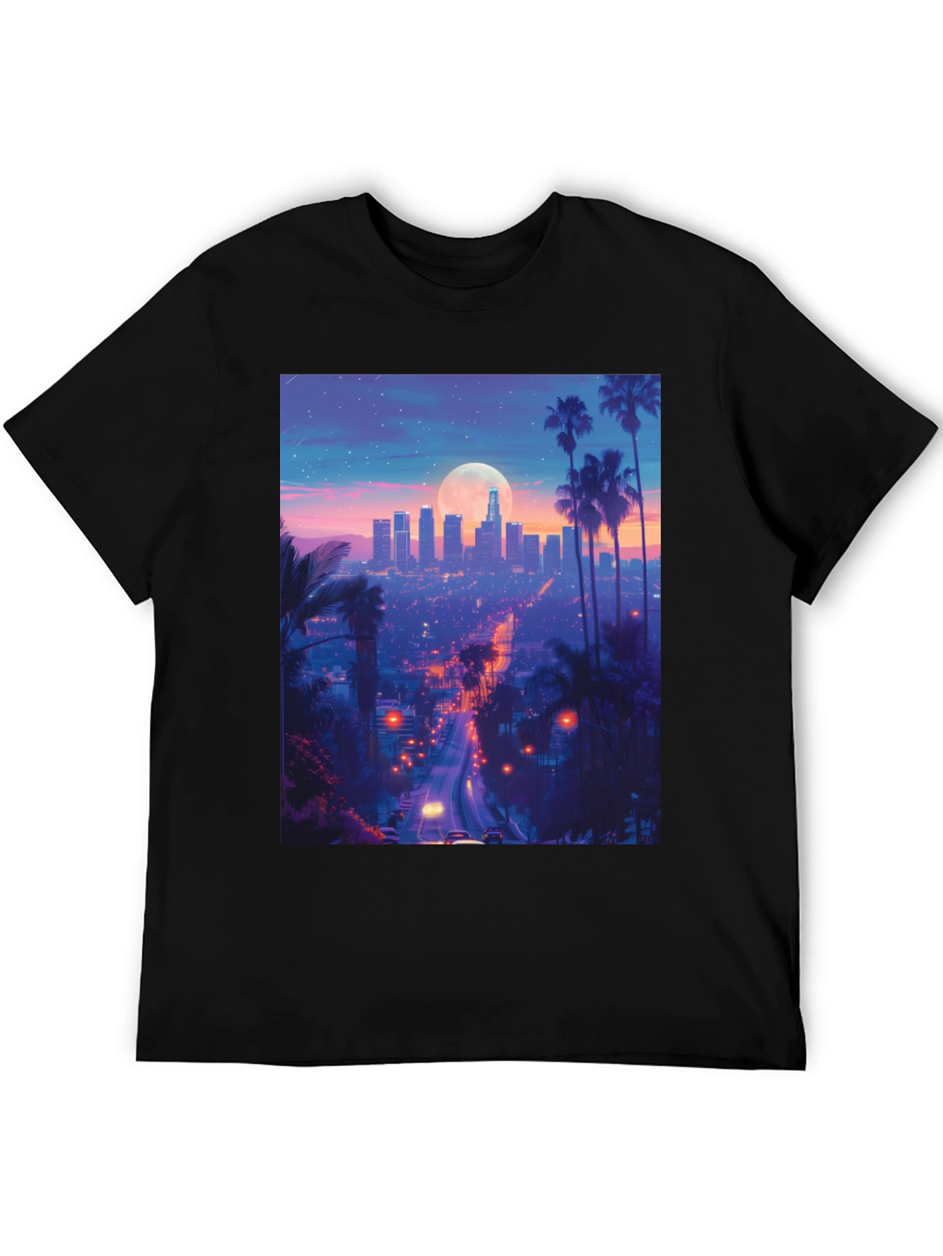 Los Angeles Cityscape Graphic Tee - Black