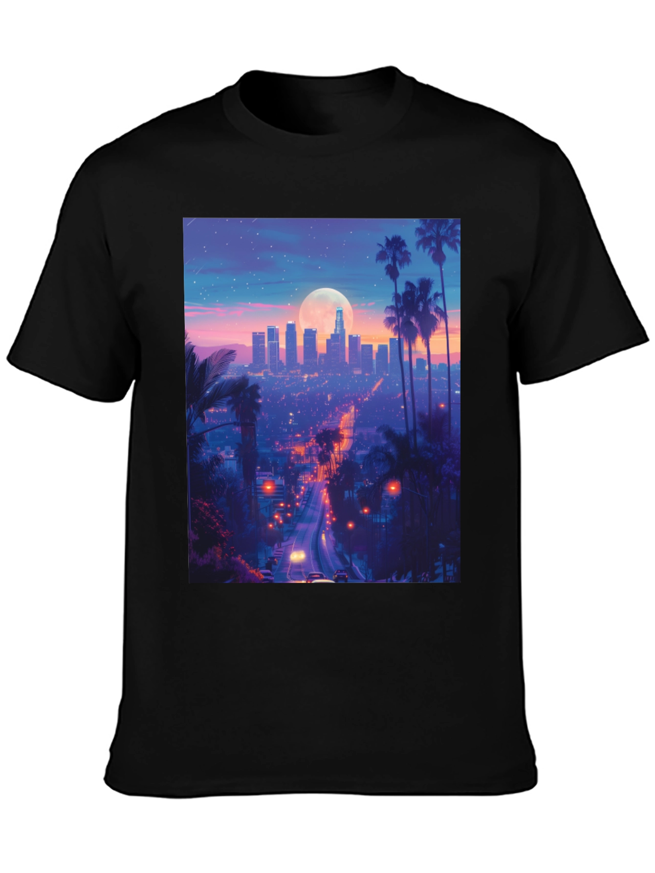 Los Angeles Cityscape Graphic Tee - Black