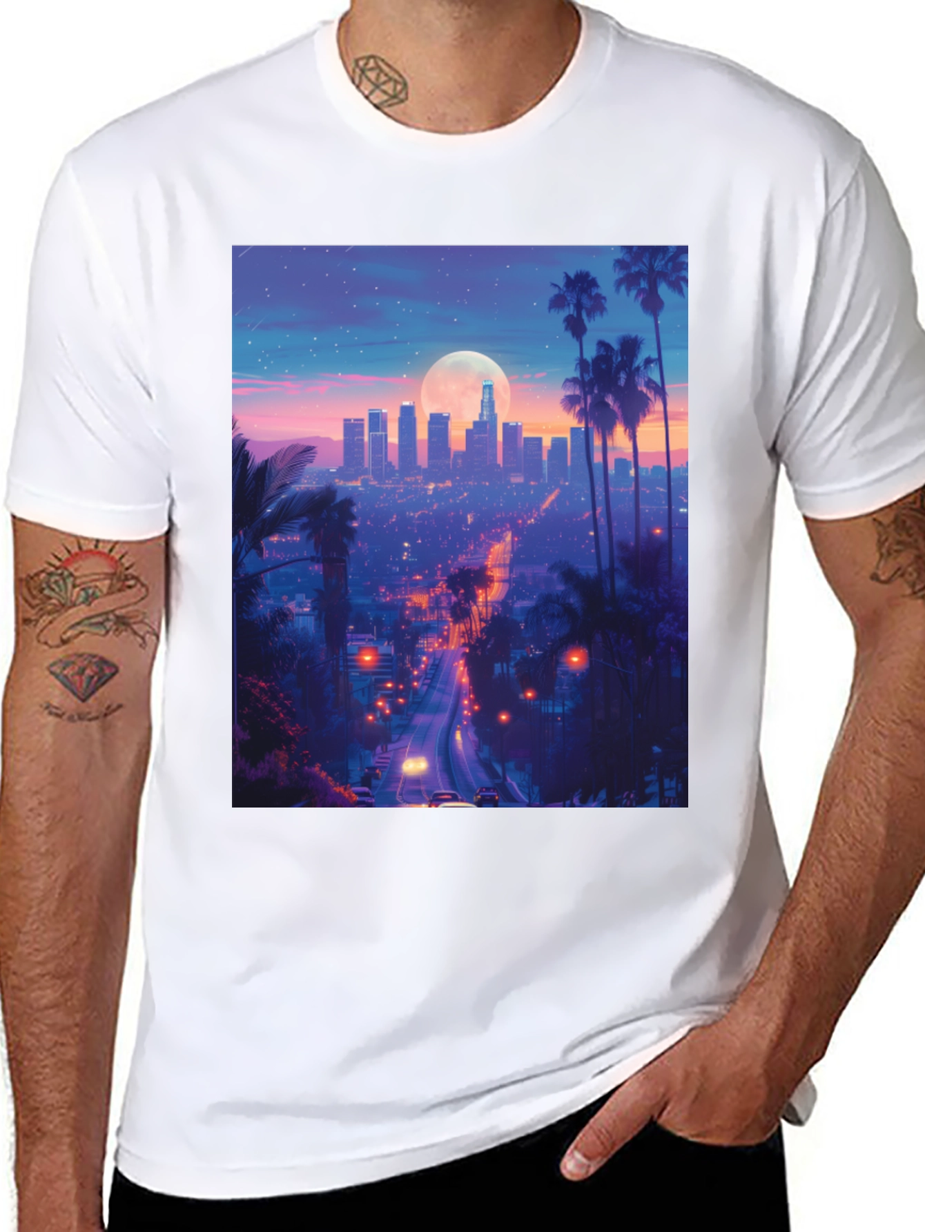 Los Angeles Cityscape Graphic Tee - Black