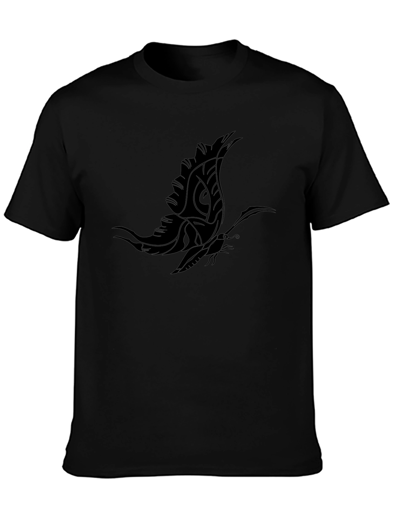 Black T-Shirt with Butterfly Design