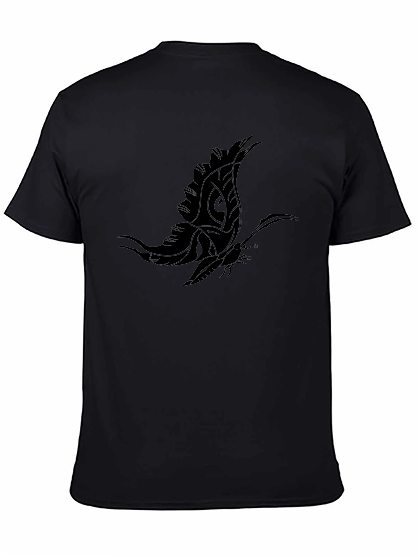 Black T-Shirt with Butterfly Design