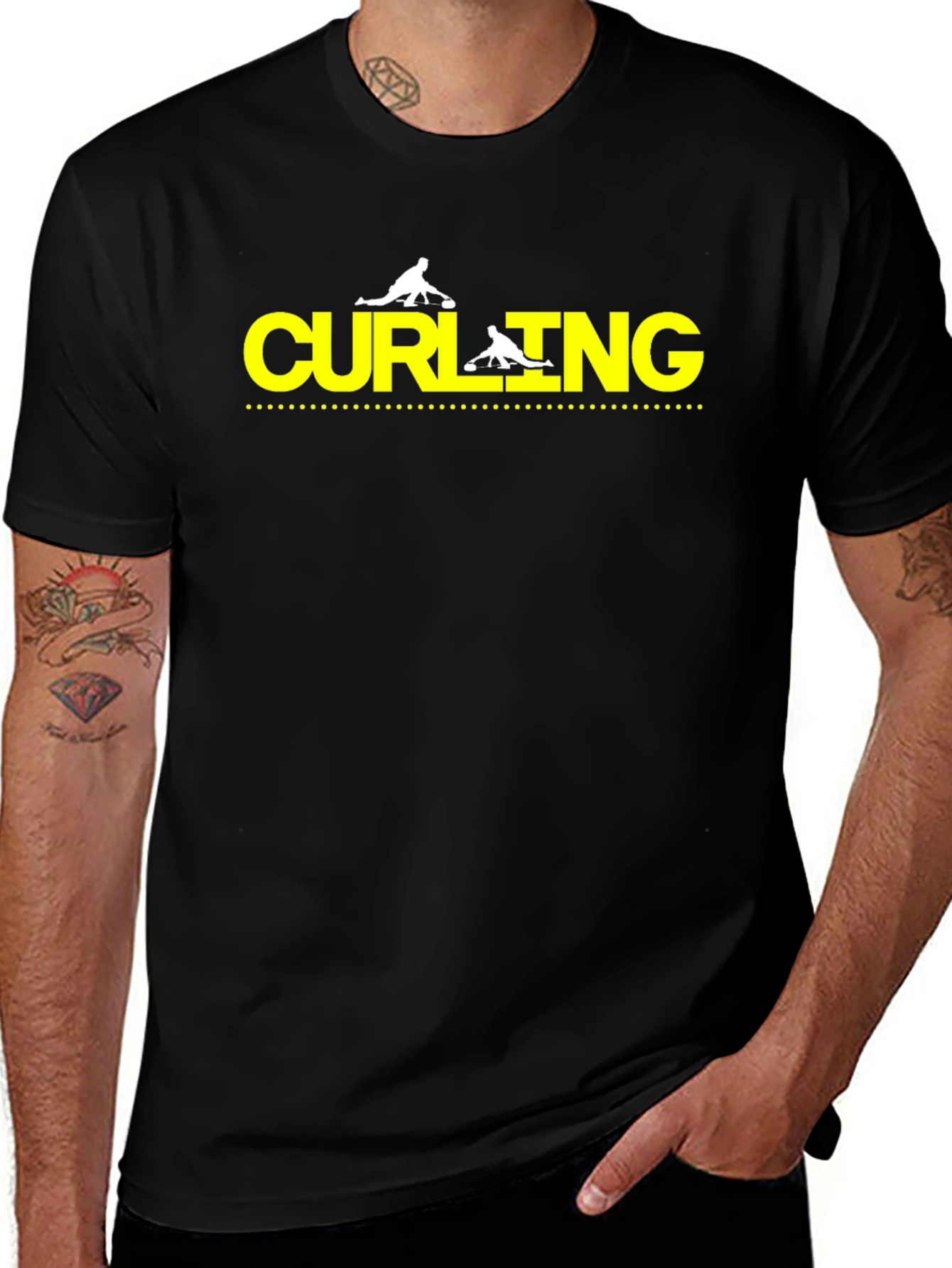 Curling Sport Black Graphic Tee