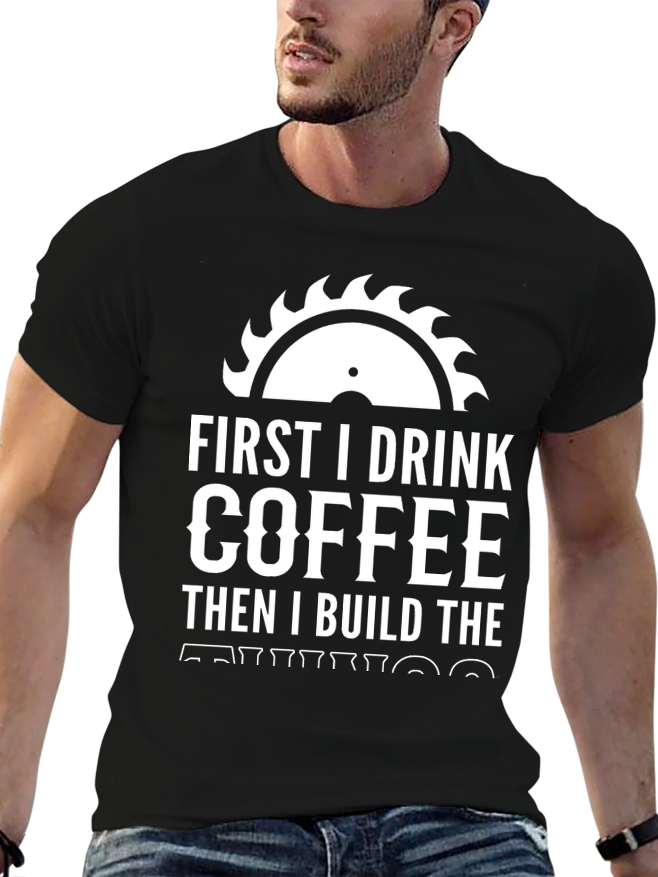 Coffee and Building T-Shirt - Black Graphic Tee